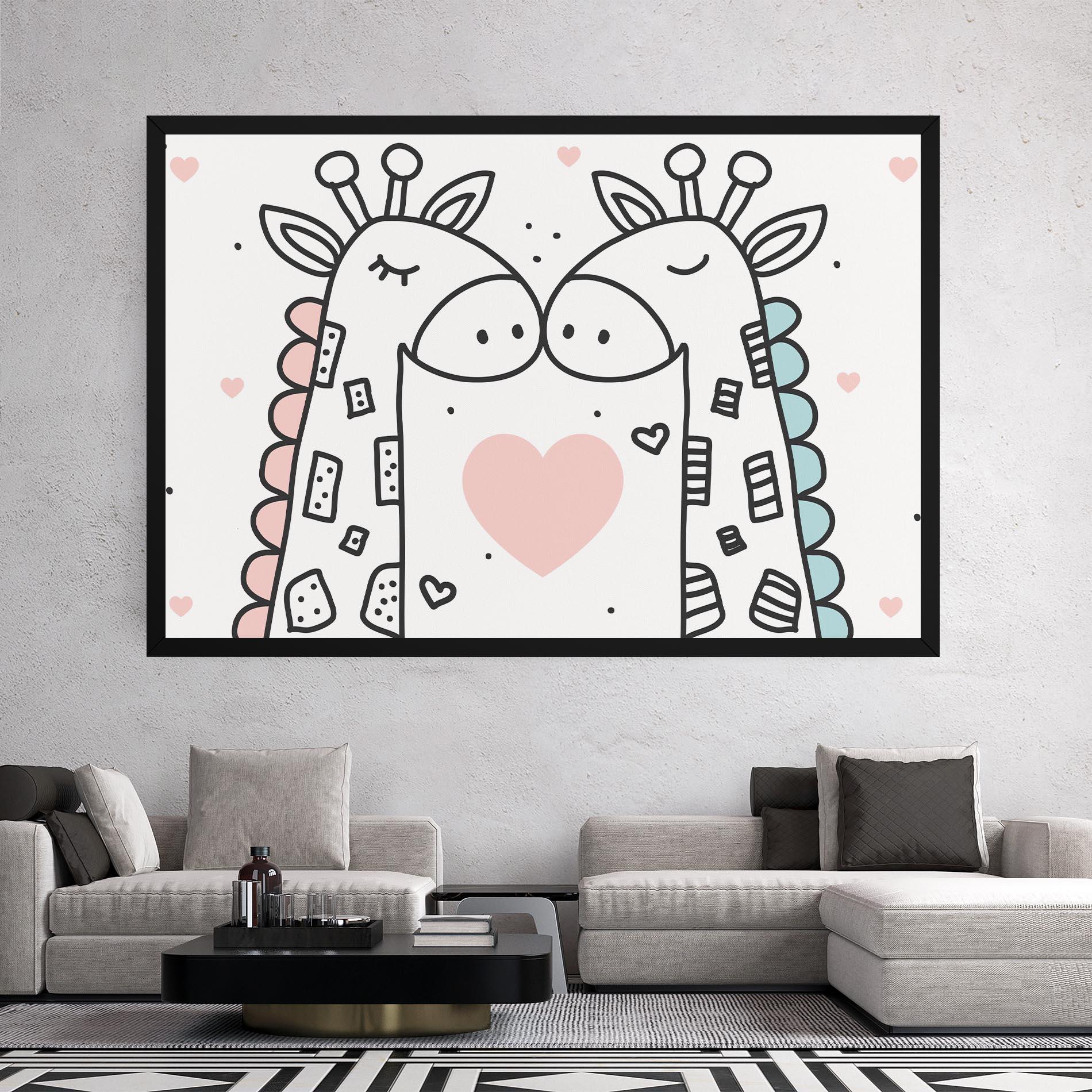 Leinwandbild Giraffe Couple mockup 2