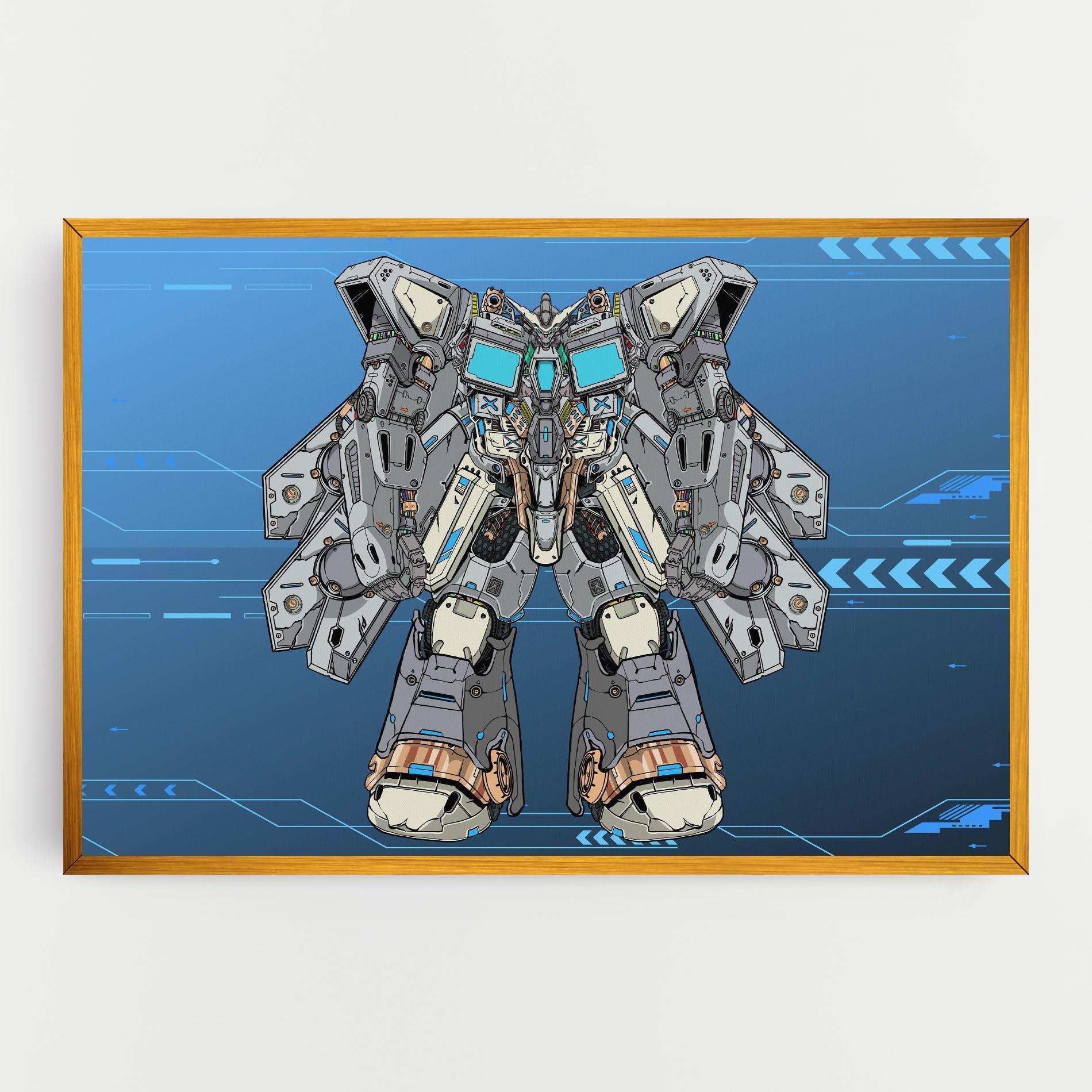 Leinwandbild Blue Grey Robot mockup 0