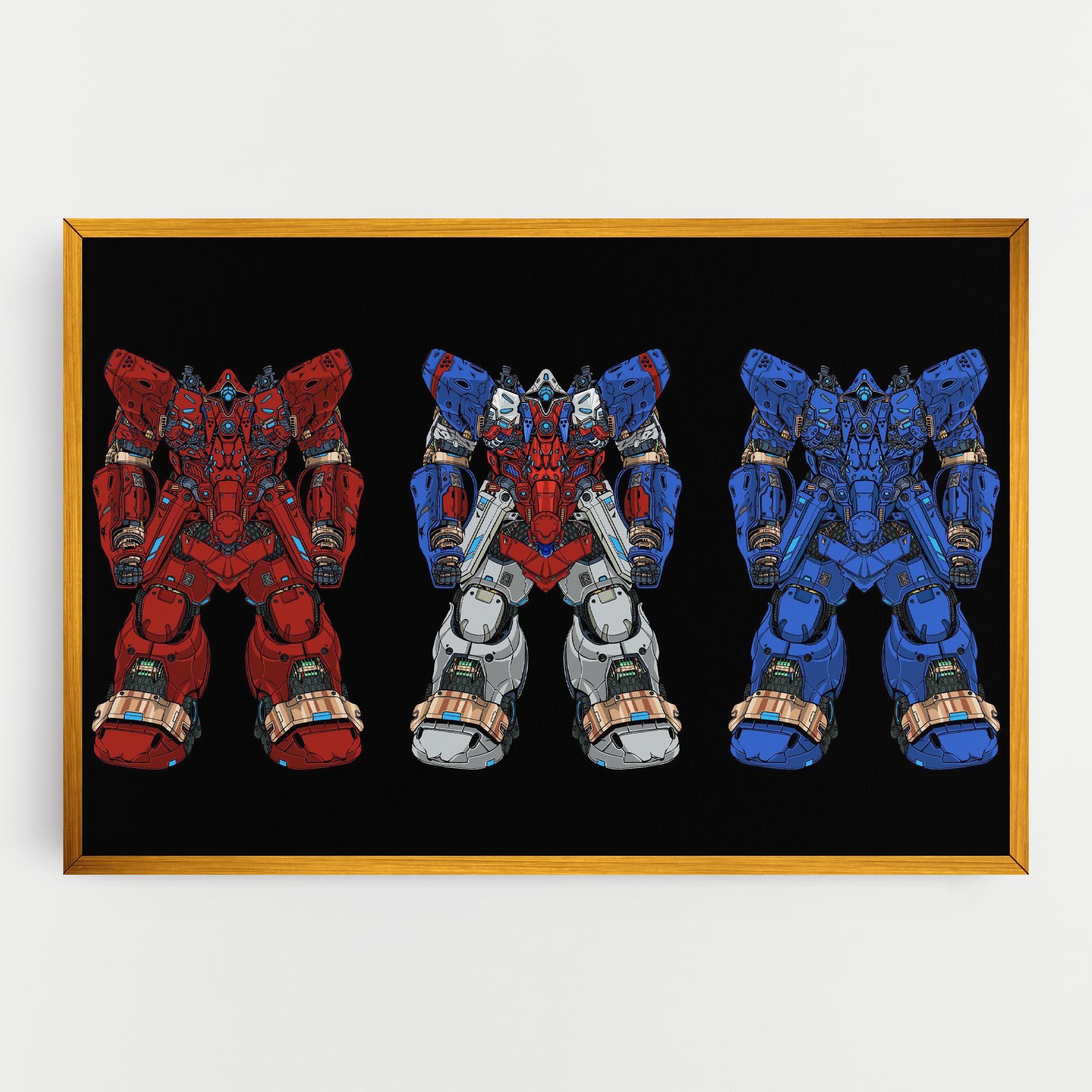 Leinwandbild Blue Red Robots mockup 0