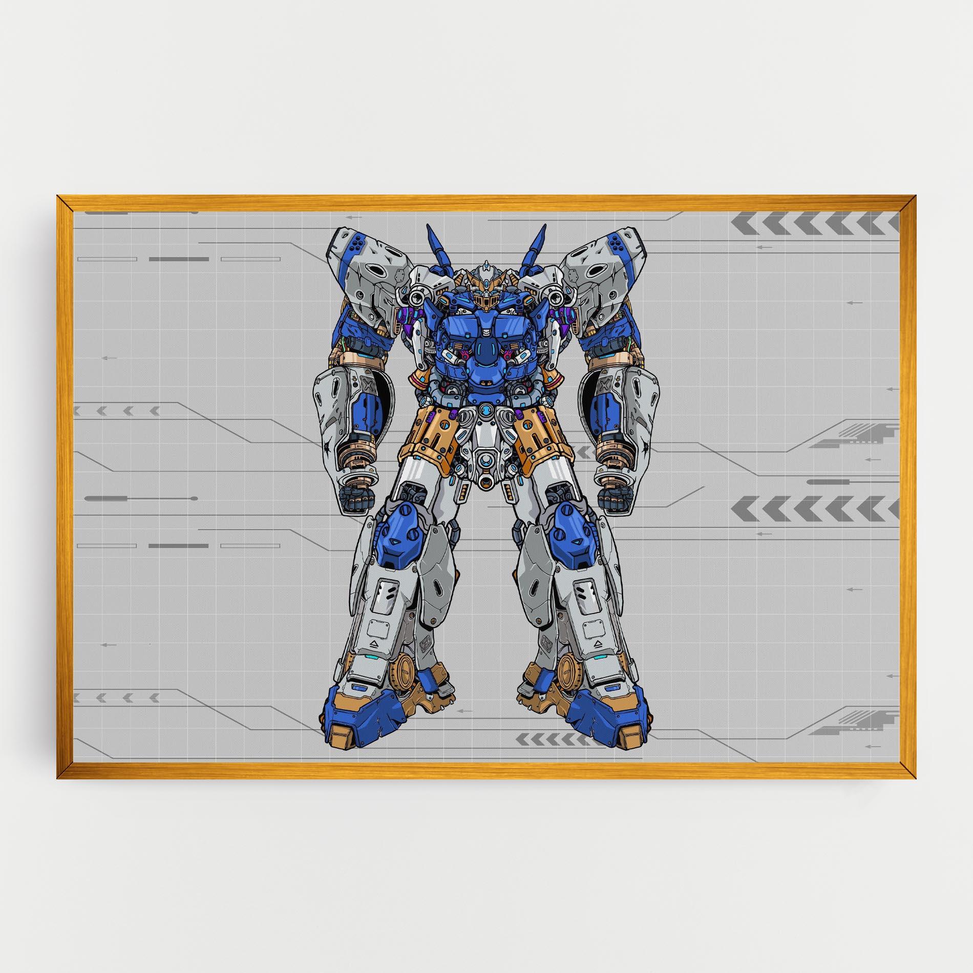 Leinwandbild Blue Yellow Robot mockup 0