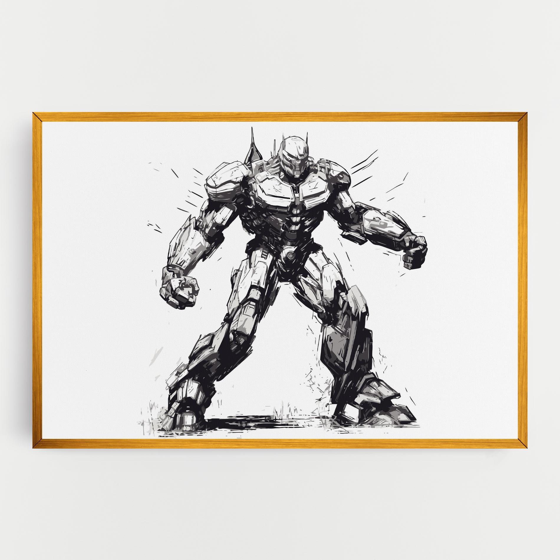 Leinwandbild Grey White Robot mockup 0