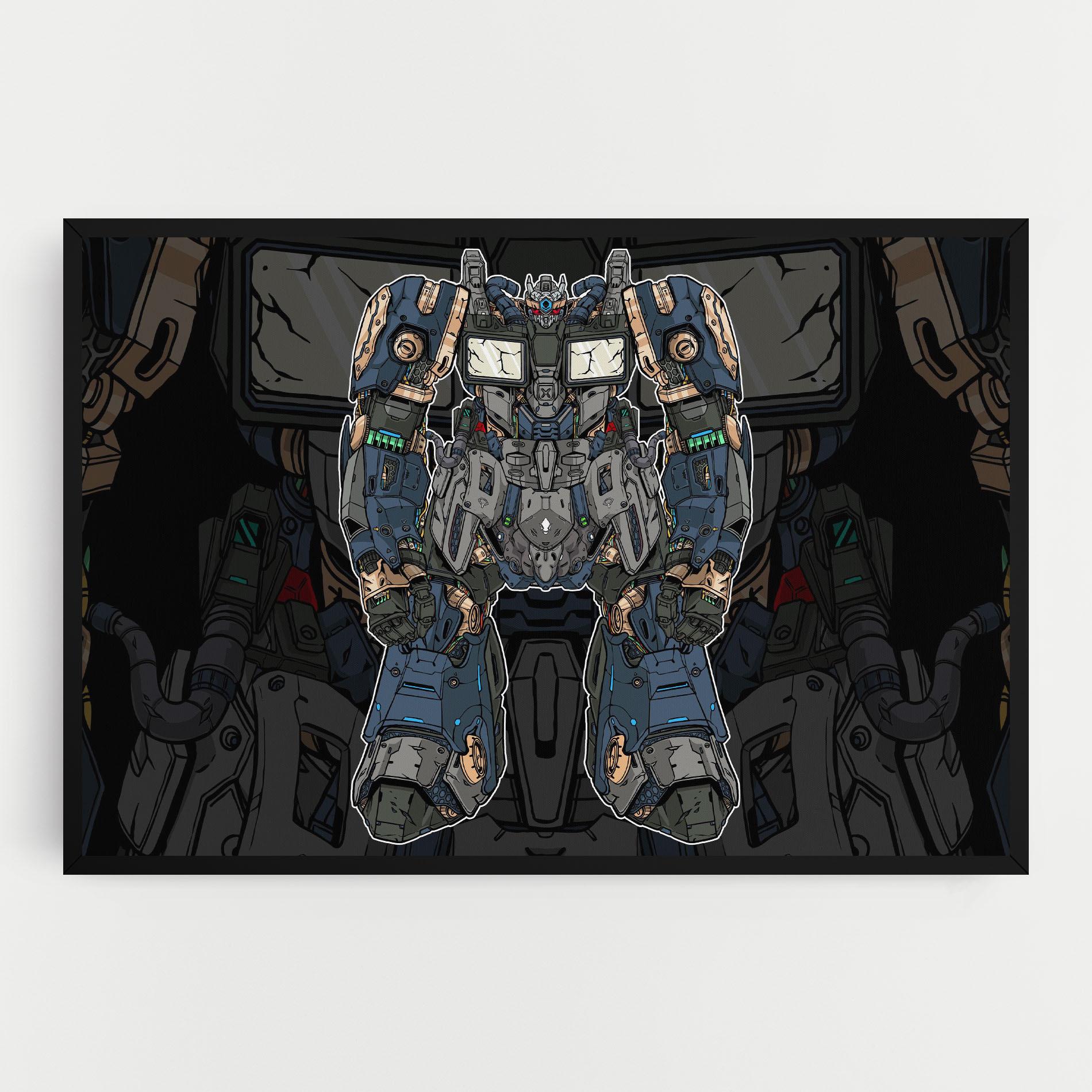 Leinwandbild Blue Green Robot mockup 0