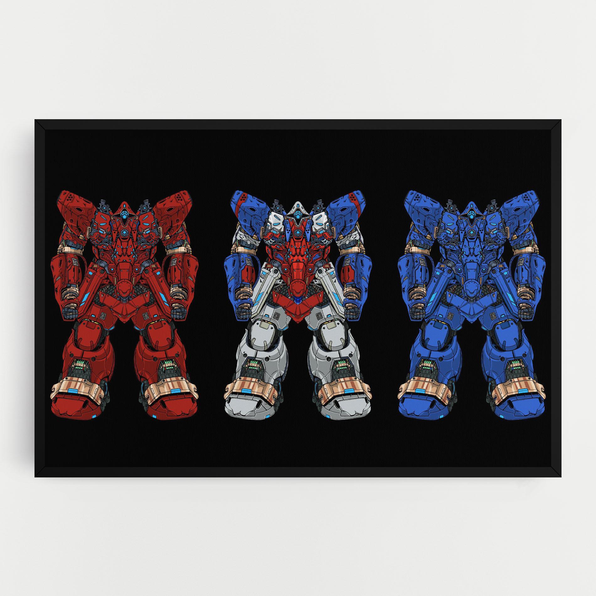 Leinwandbild Blue Red Robots mockup 0