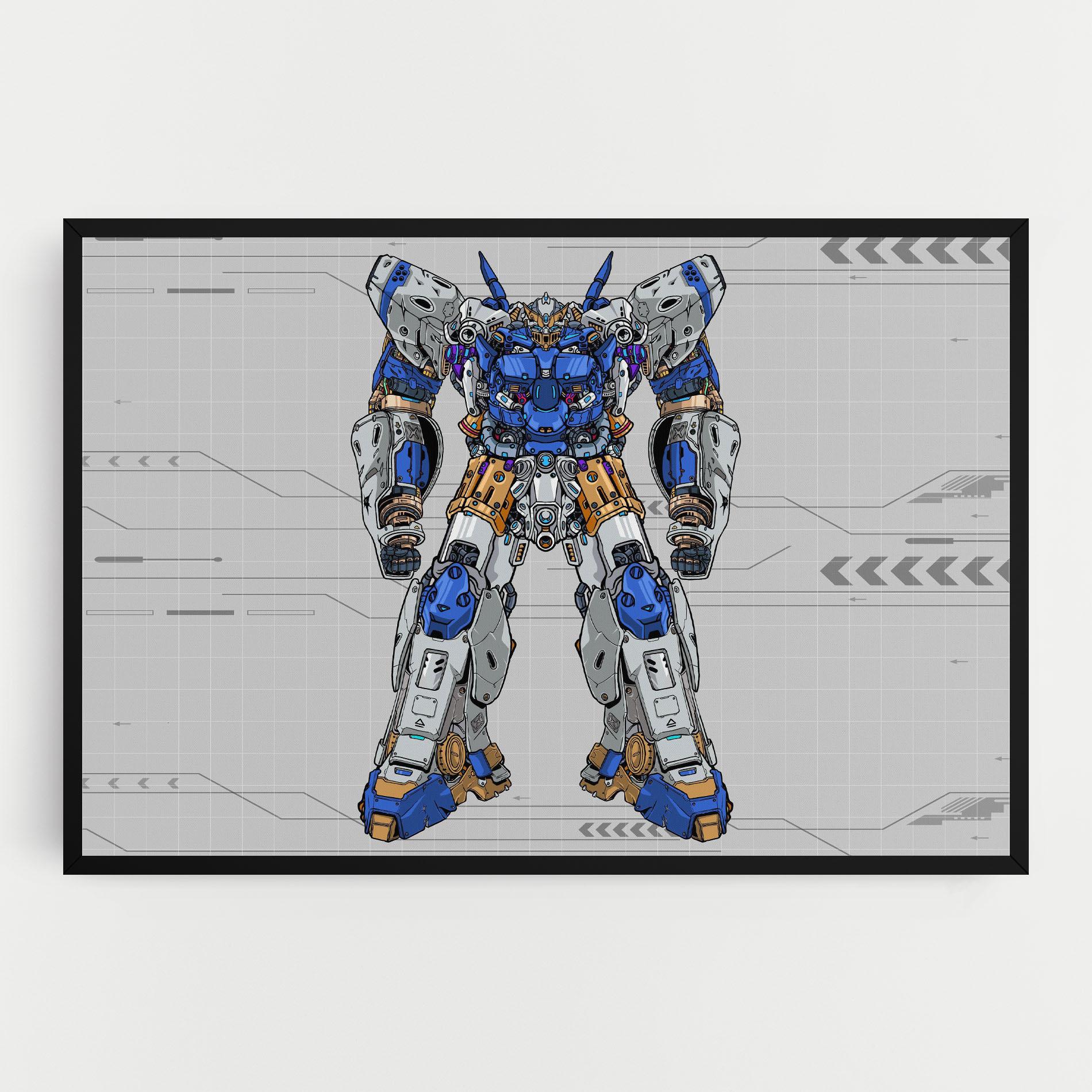 Leinwandbild Blue Yellow Robot mockup 0