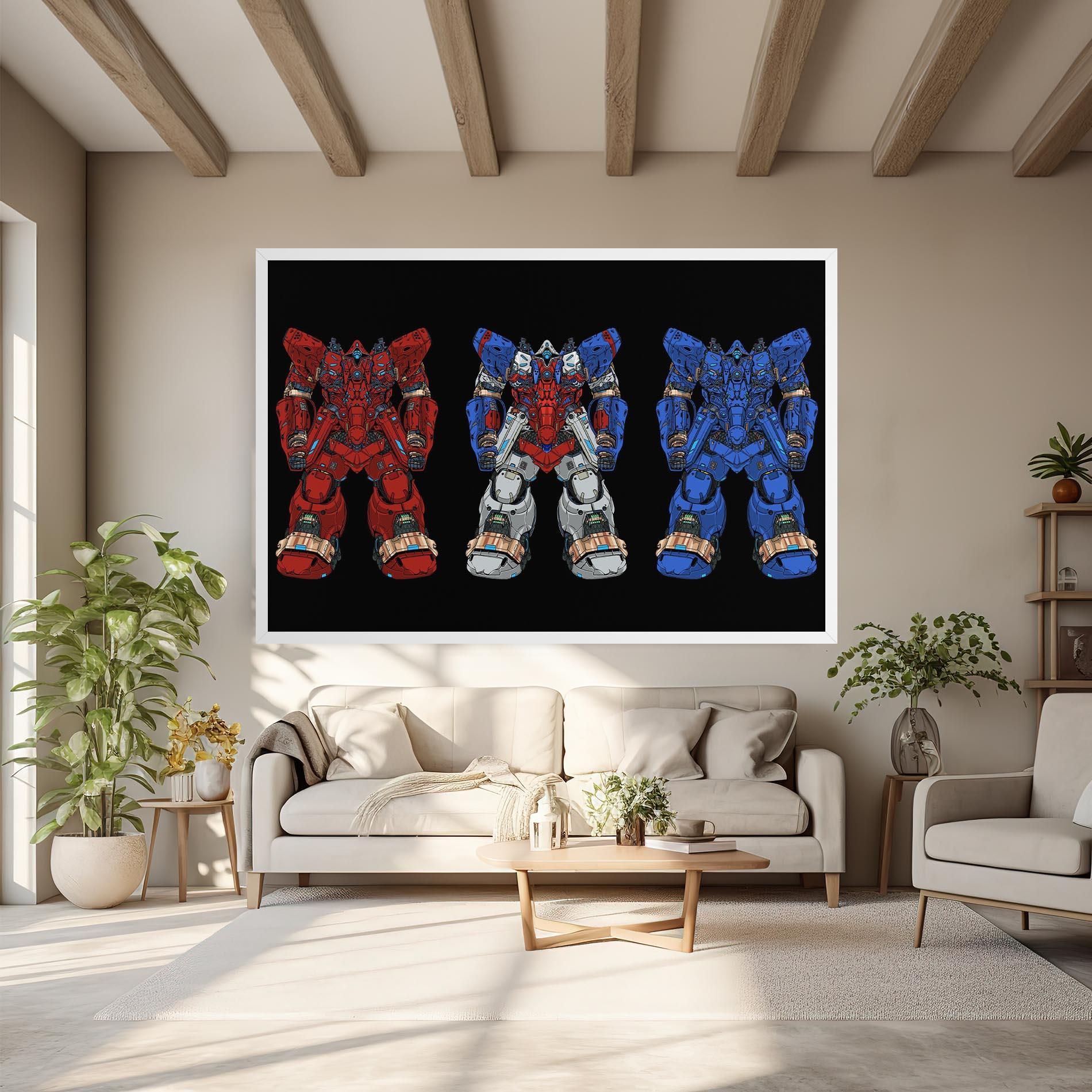 Leinwandbild Blue Red Robots mockup 6