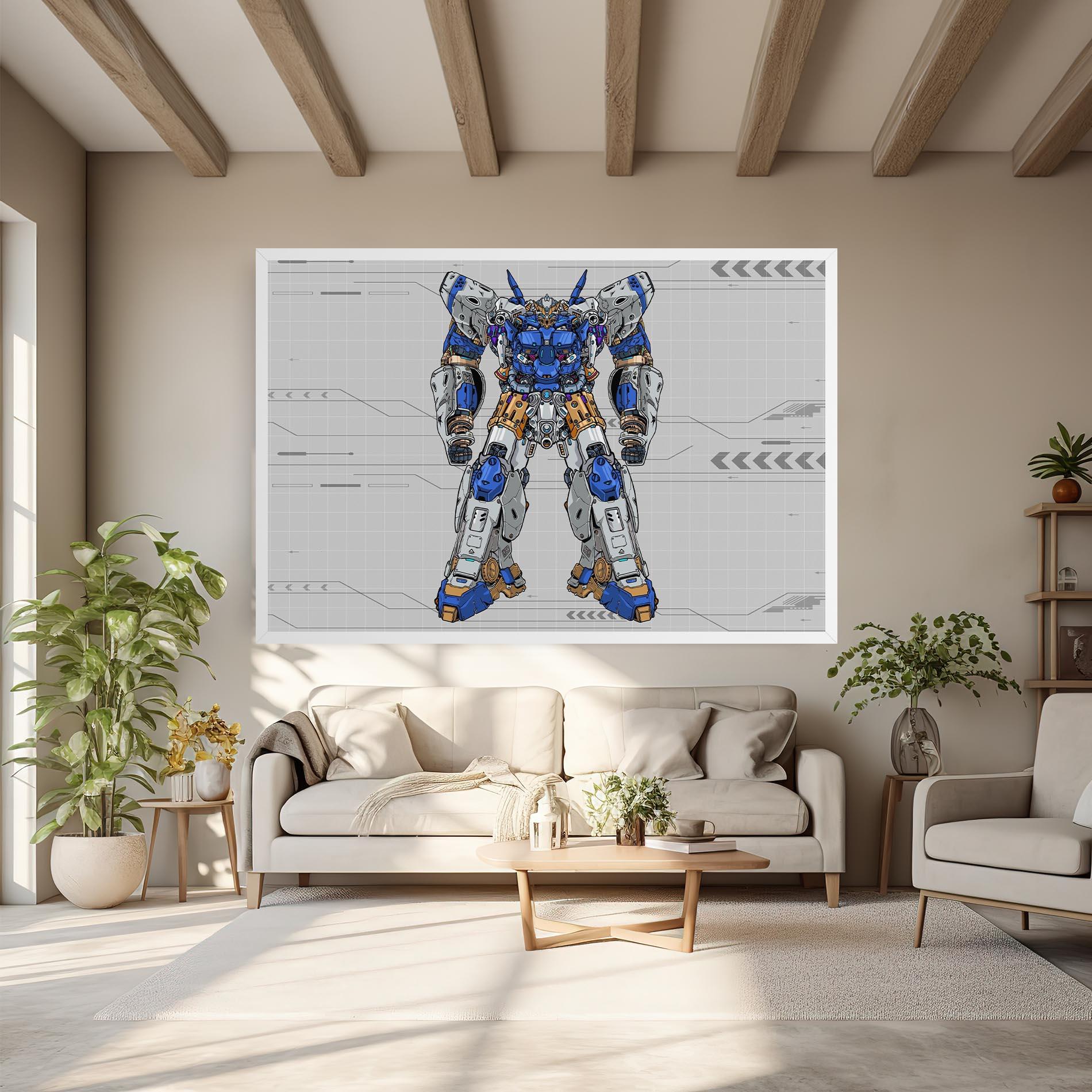Leinwandbild Blue Yellow Robot mockup 6