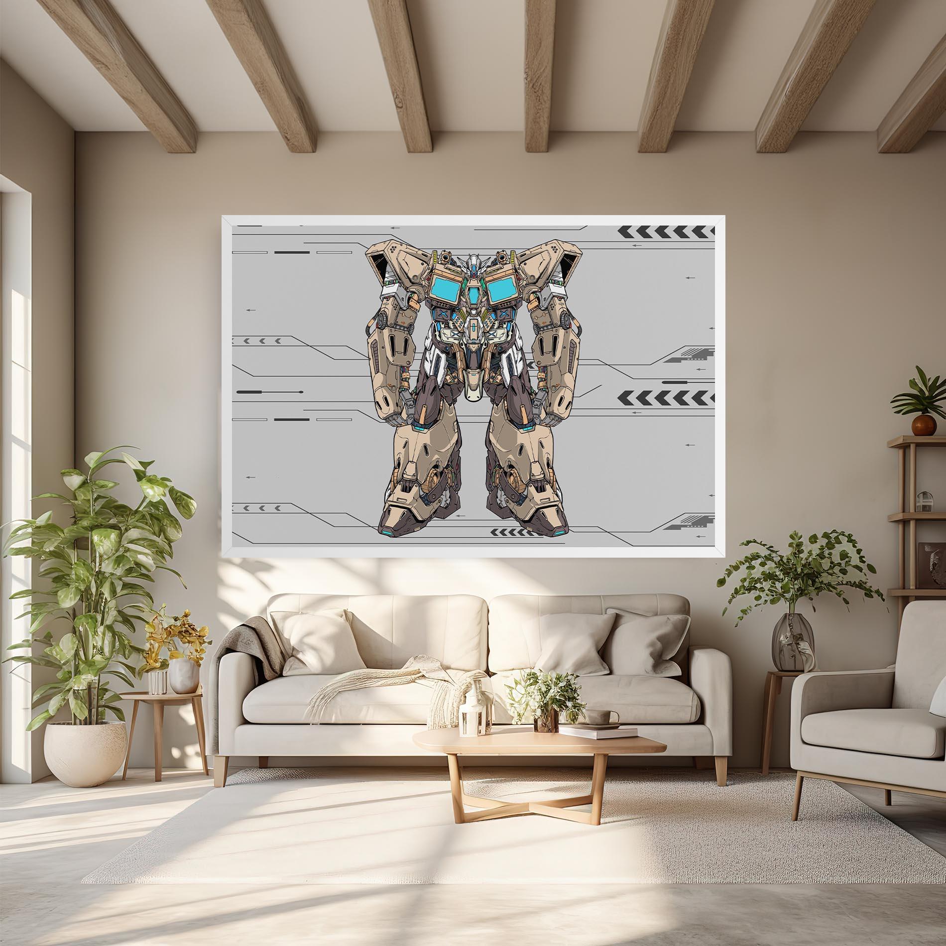 Leinwandbild Cream Blue Robot mockup 6