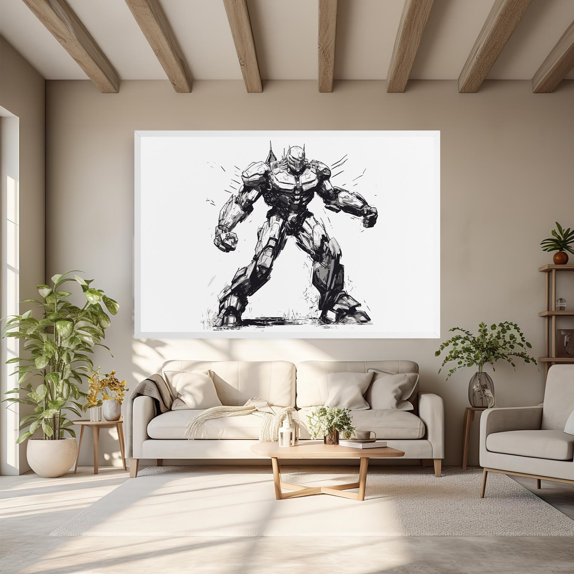 Leinwandbild Grey White Robot mockup 6