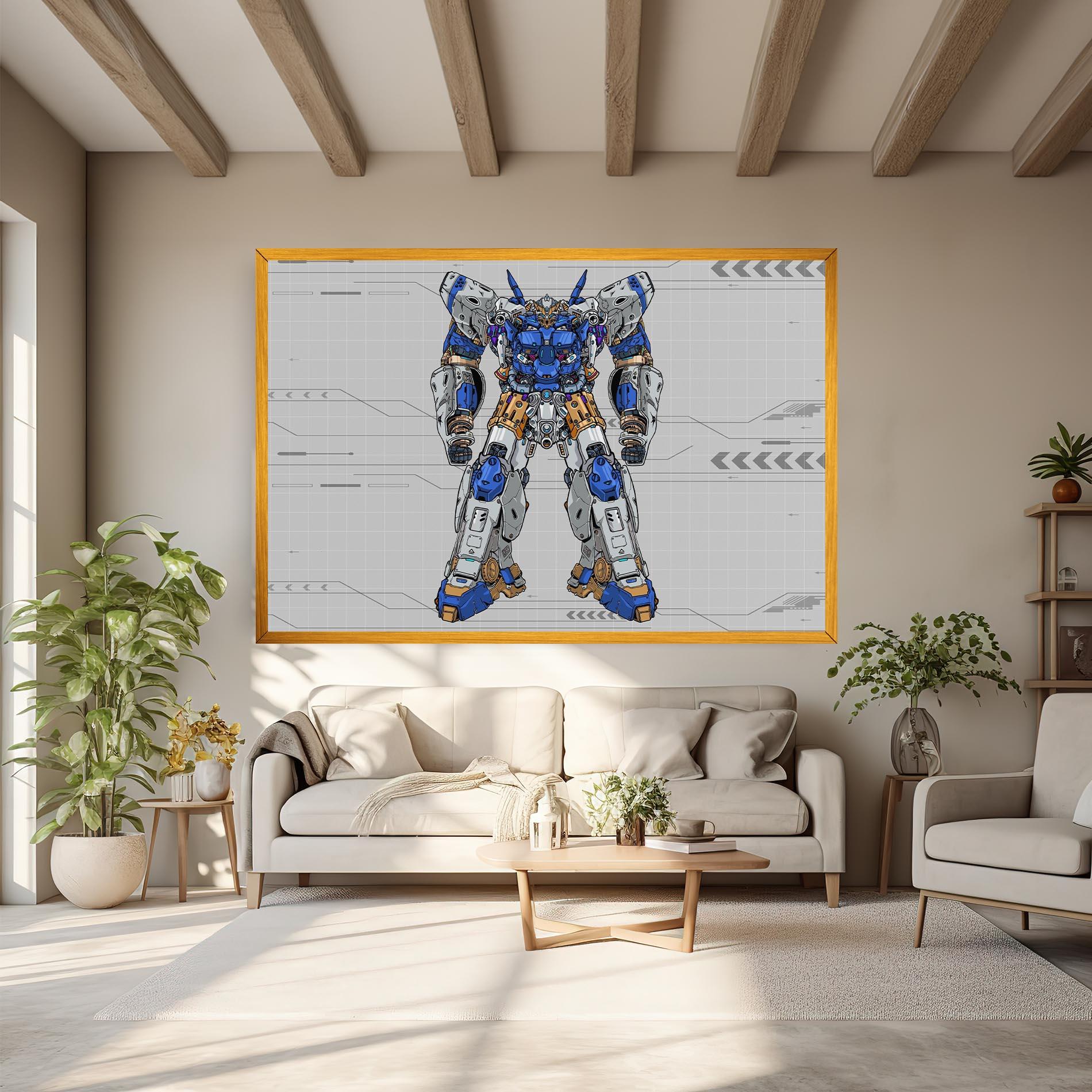 Leinwandbild Blue Yellow Robot mockup 6