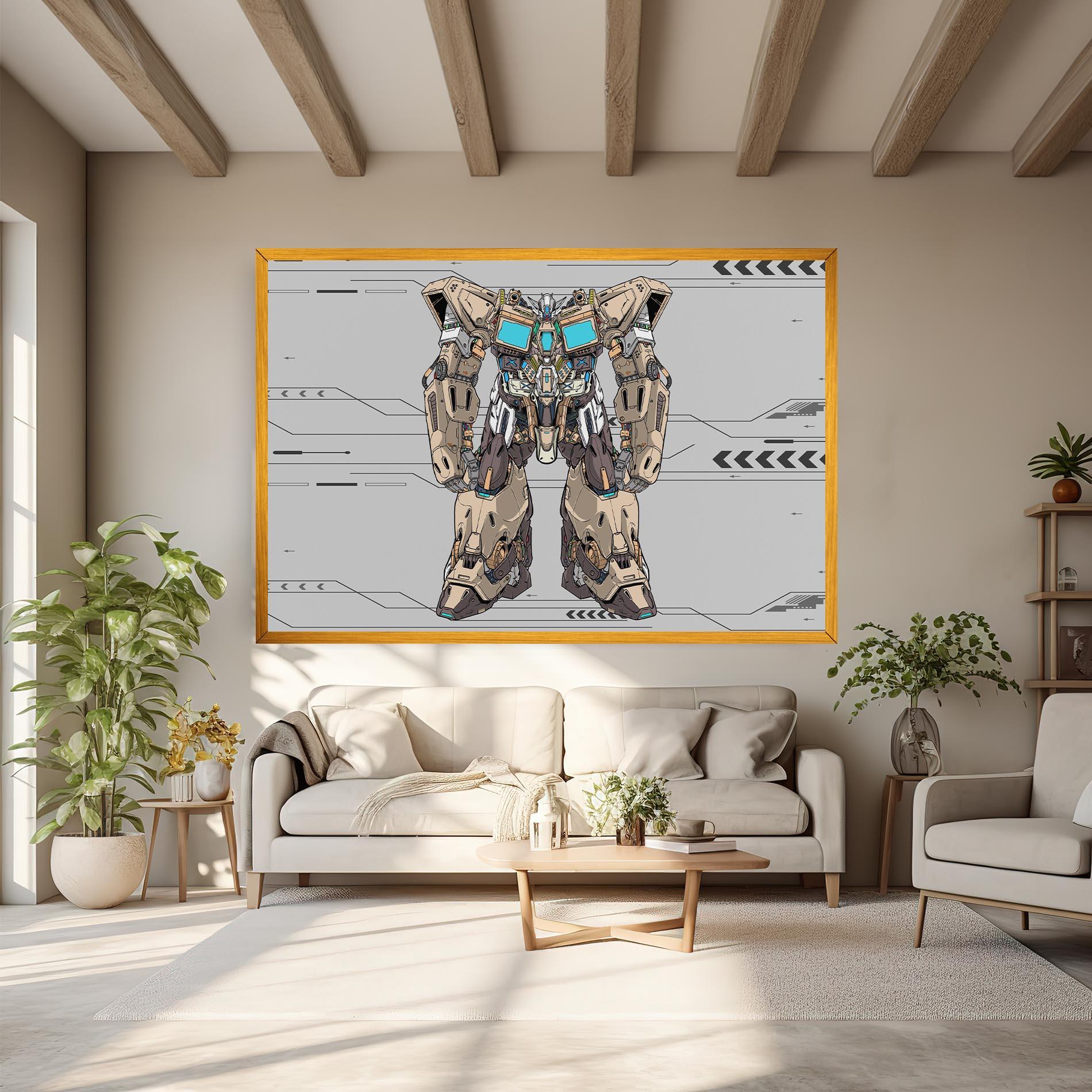 Leinwandbild Cream Blue Robot mockup 6