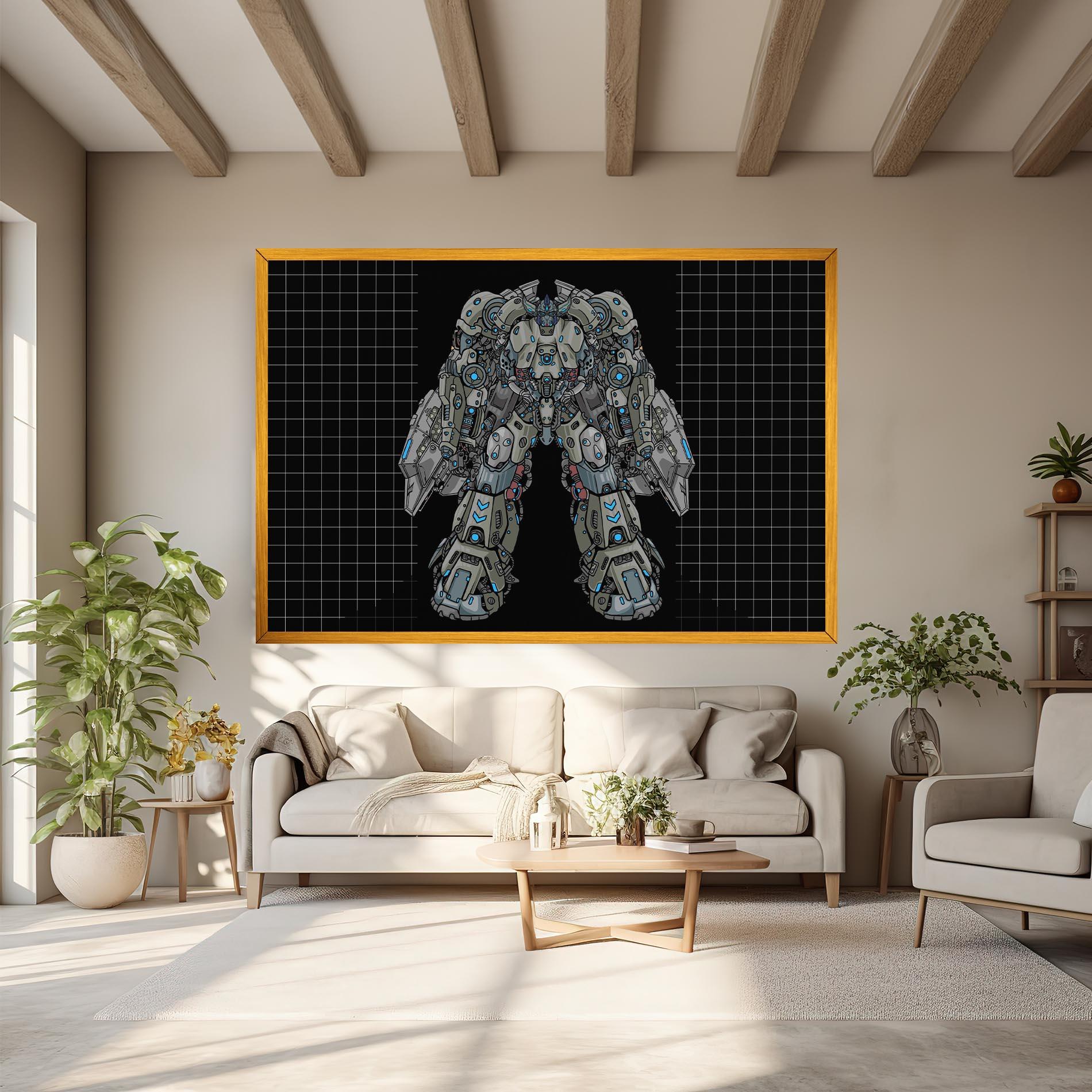 Leinwandbild Grey Blue Robot mockup 6