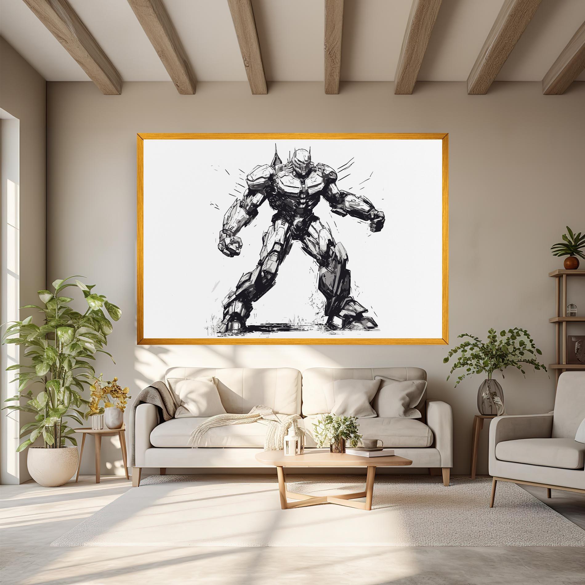 Leinwandbild Grey White Robot mockup 6