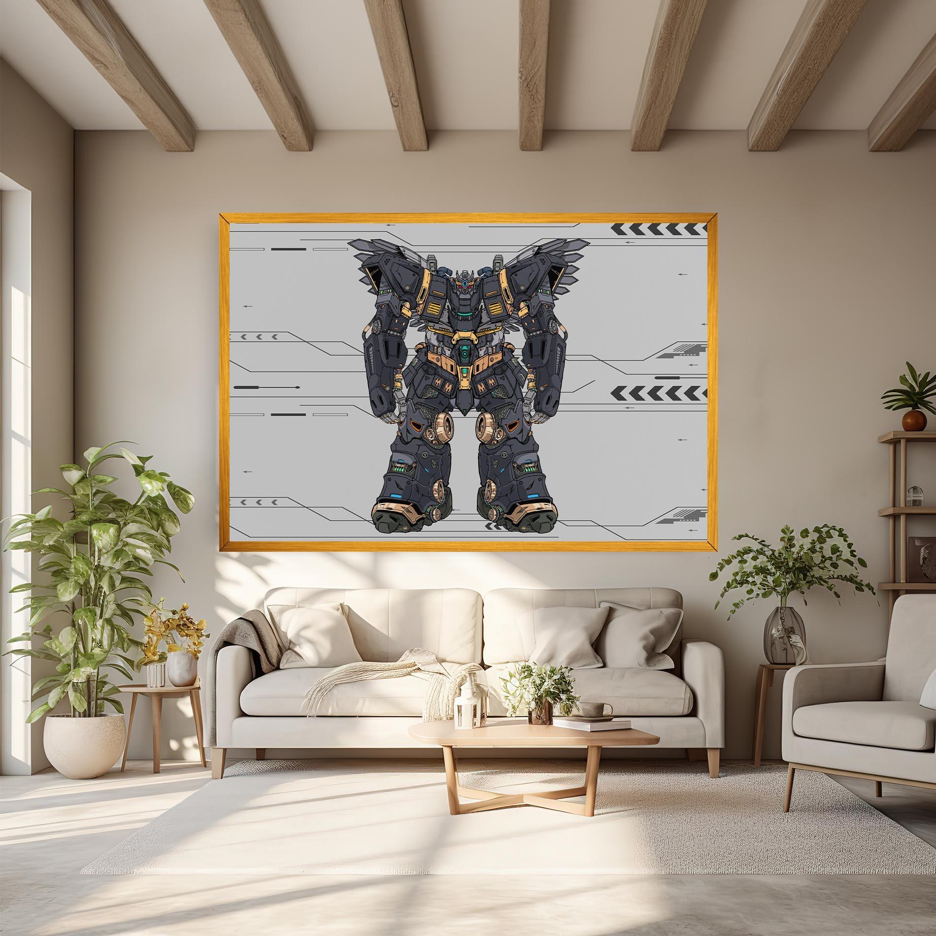 Leinwandbild Grey Yelloy Robot mockup 6