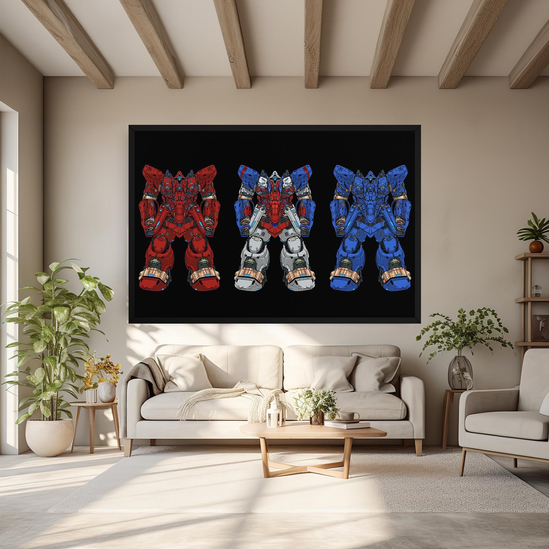 Leinwandbild Blue Red Robots mockup 6
