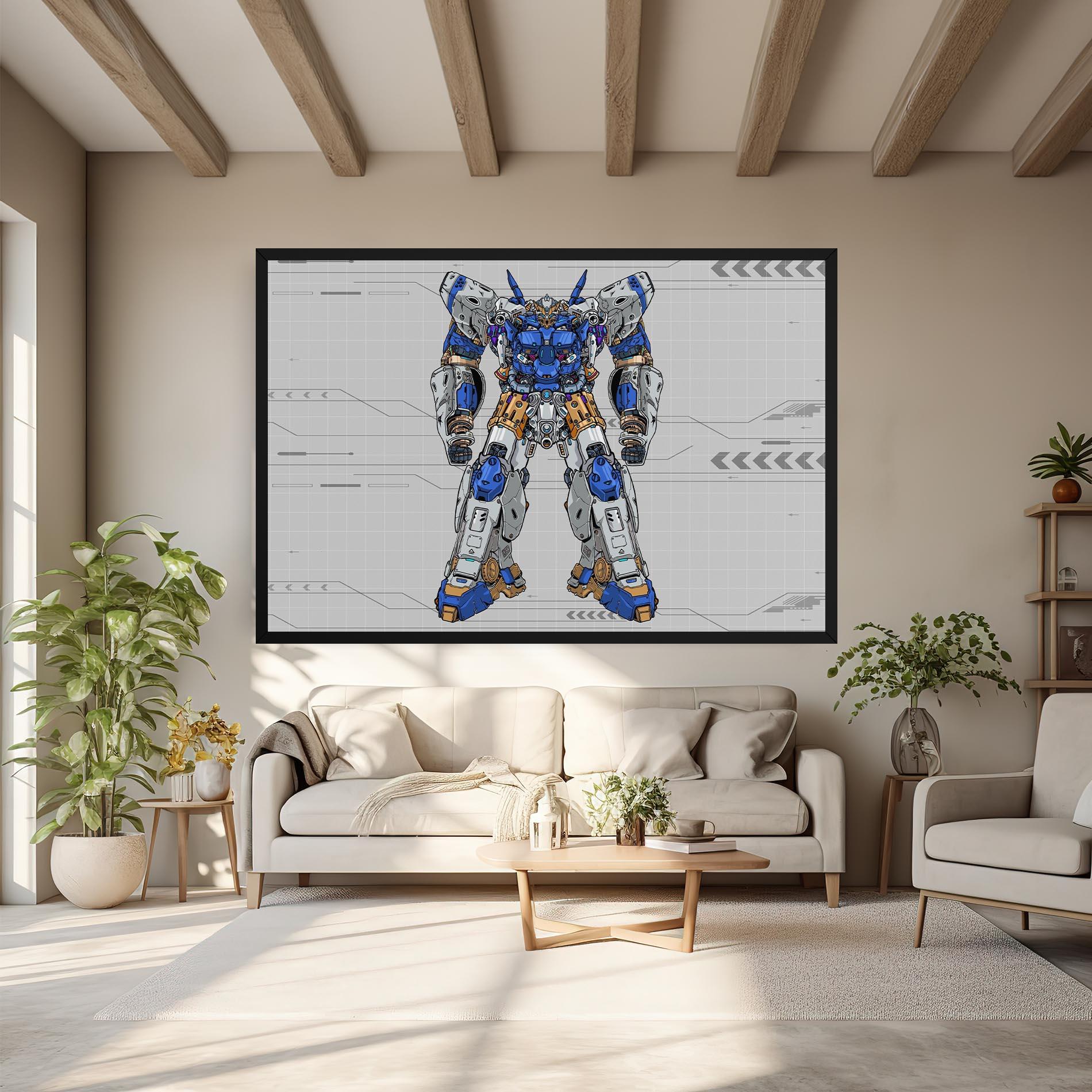 Leinwandbild Blue Yellow Robot mockup 6