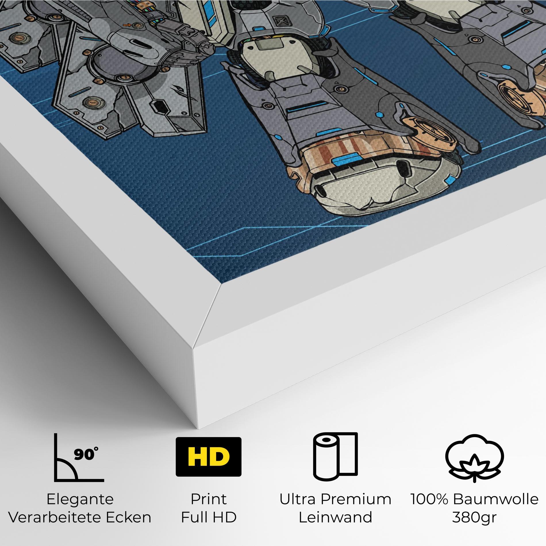 Leinwandbild Blue Grey Robot mockup 4