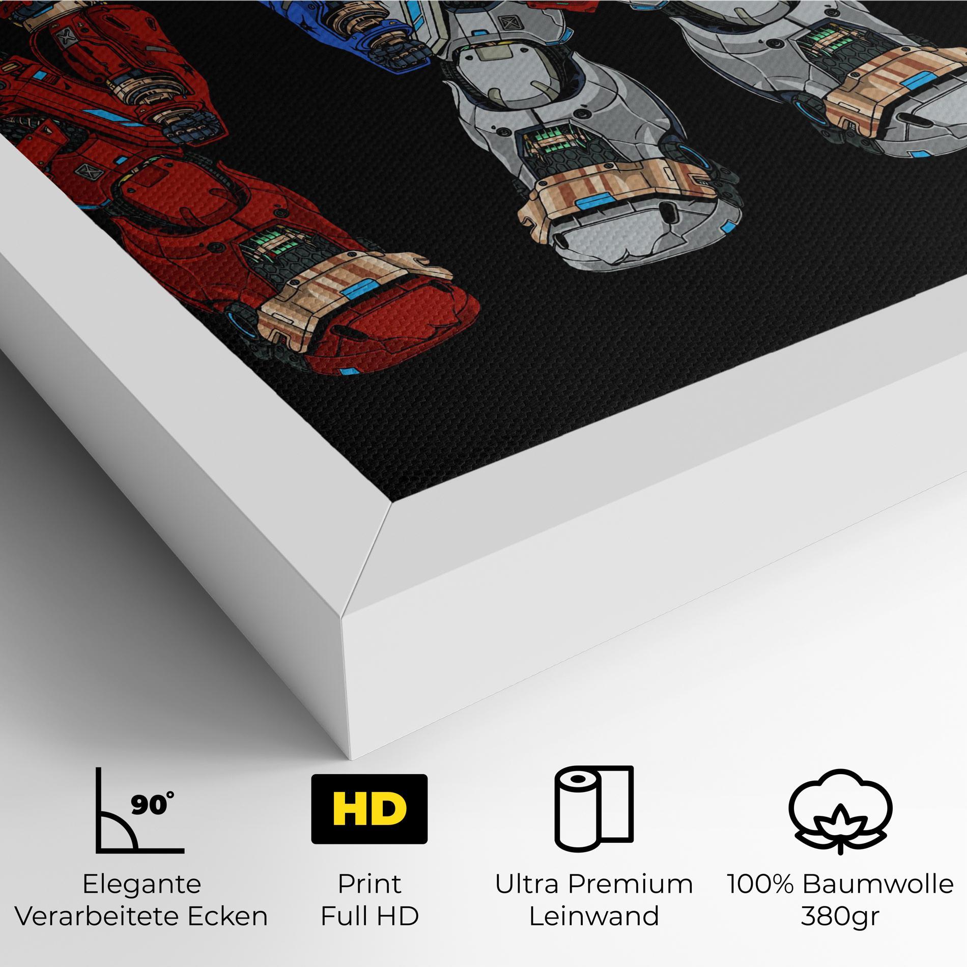 Leinwandbild Blue Red Robots mockup 4