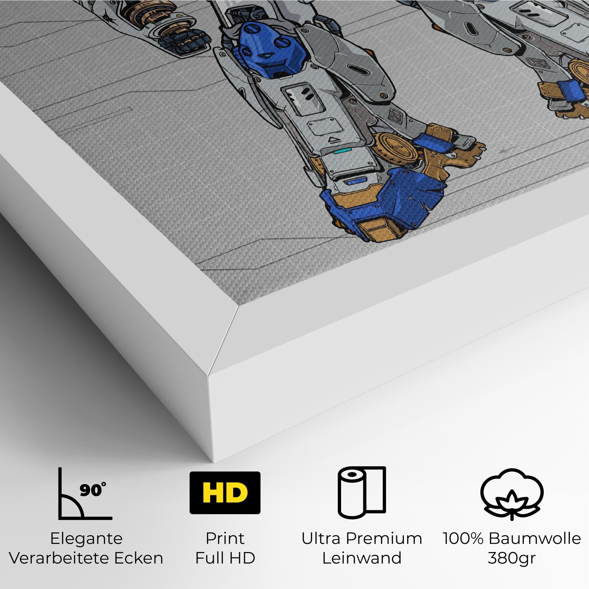 Leinwandbild Blue Yellow Robot mockup 4