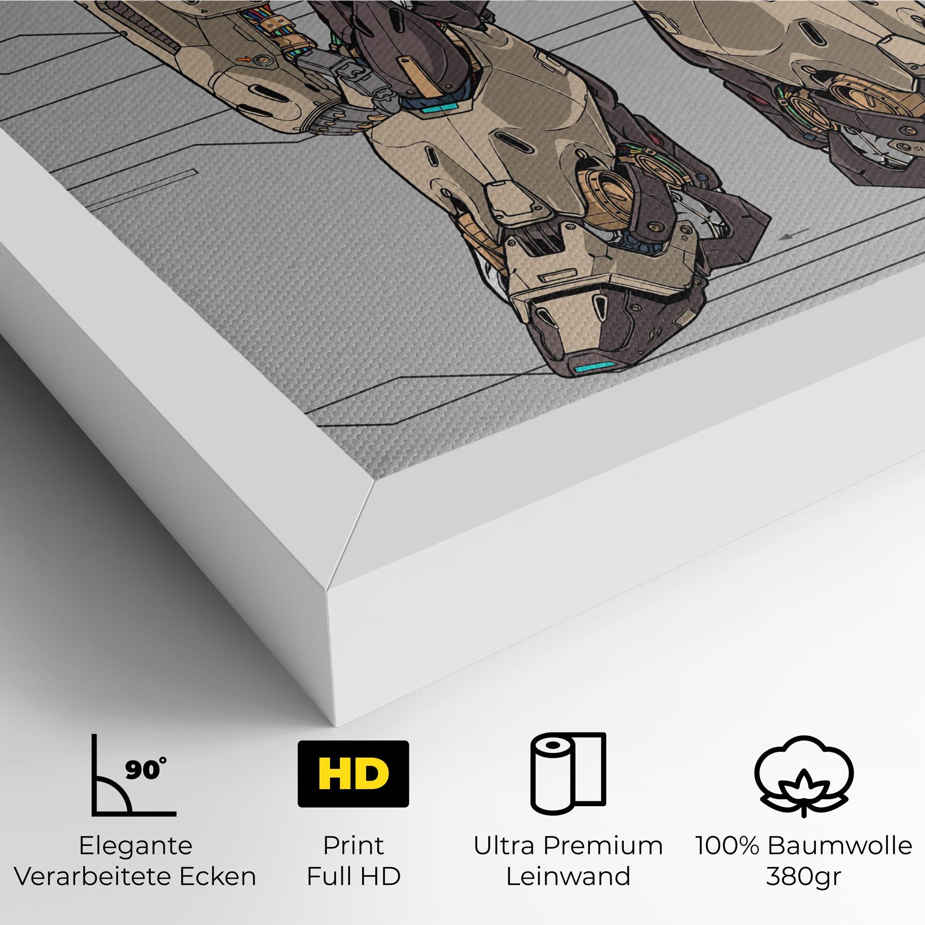 Leinwandbild Cream Blue Robot mockup 4