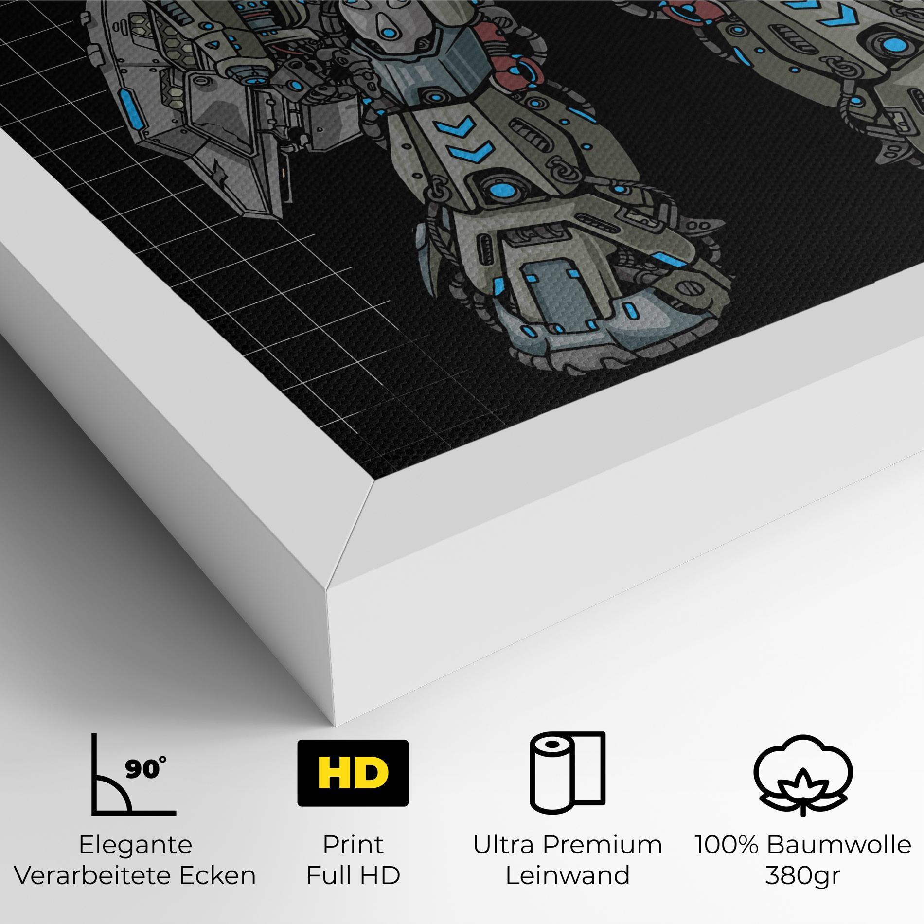 Leinwandbild Grey Blue Robot mockup 4
