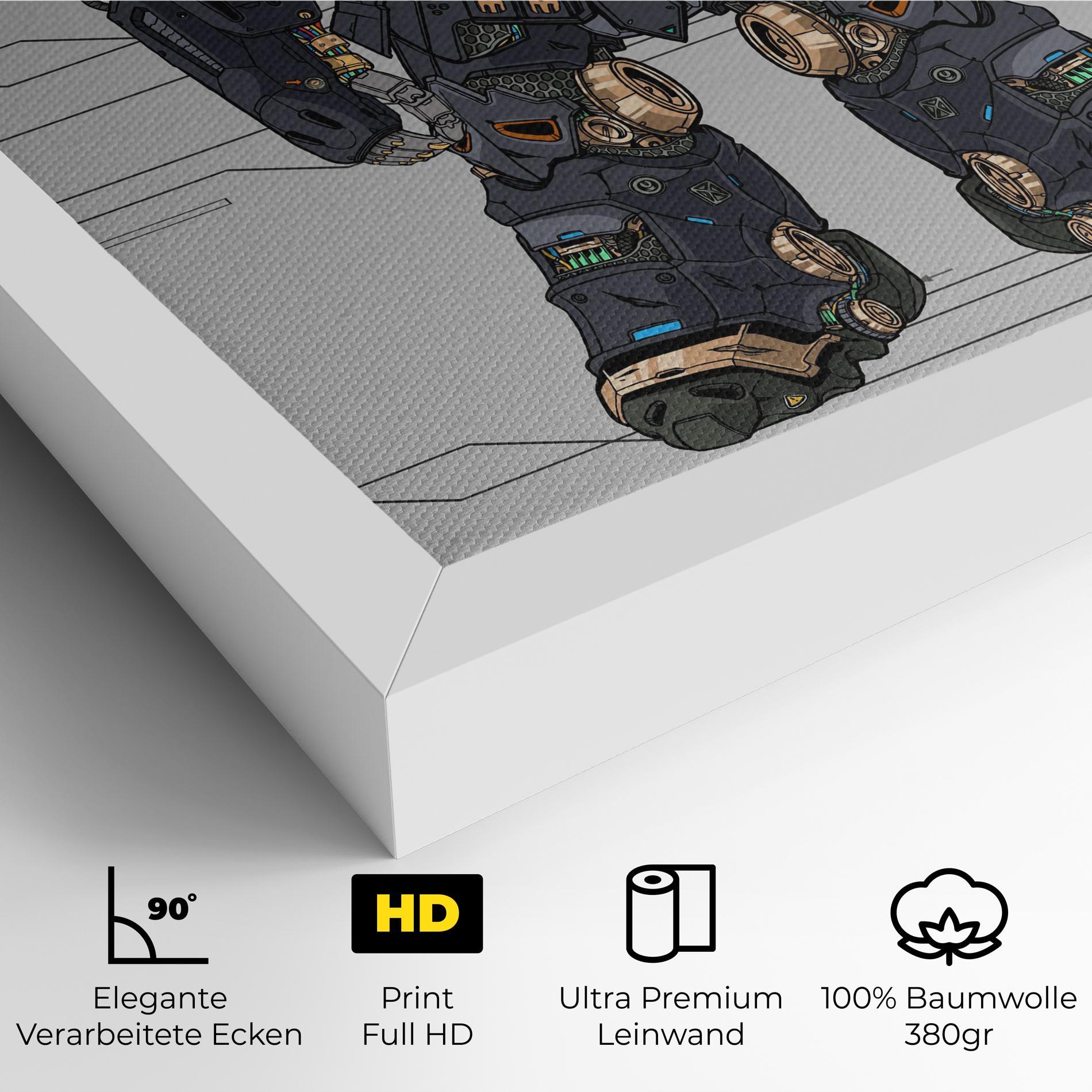 Leinwandbild Grey Yelloy Robot mockup 4