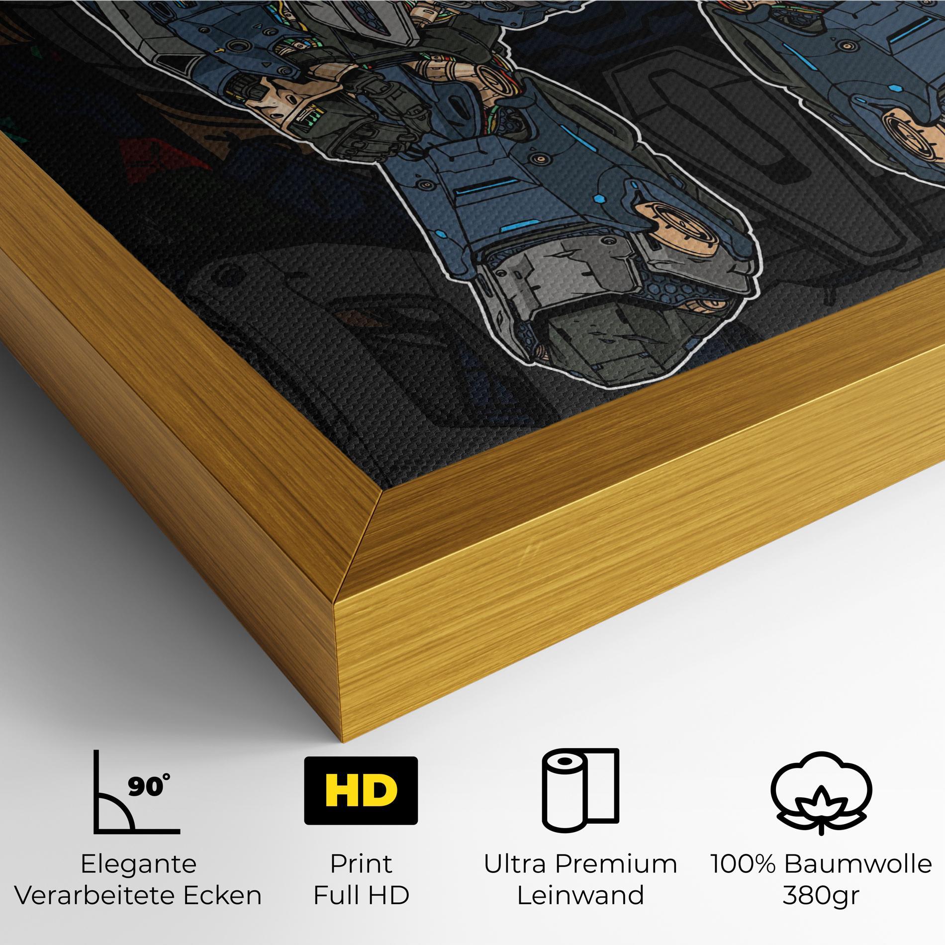 Leinwandbild Blue Green Robot mockup 4