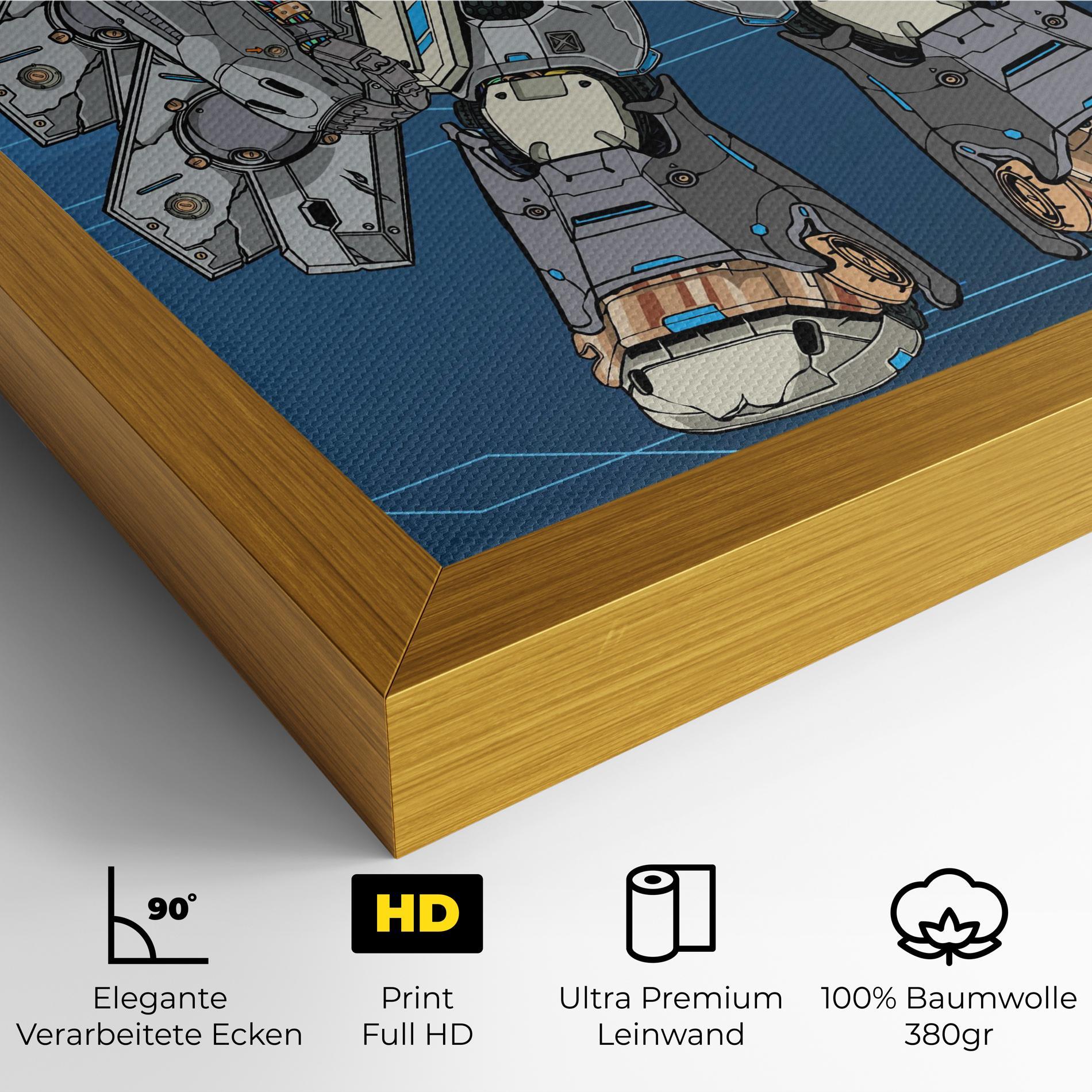 Leinwandbild Blue Grey Robot mockup 4