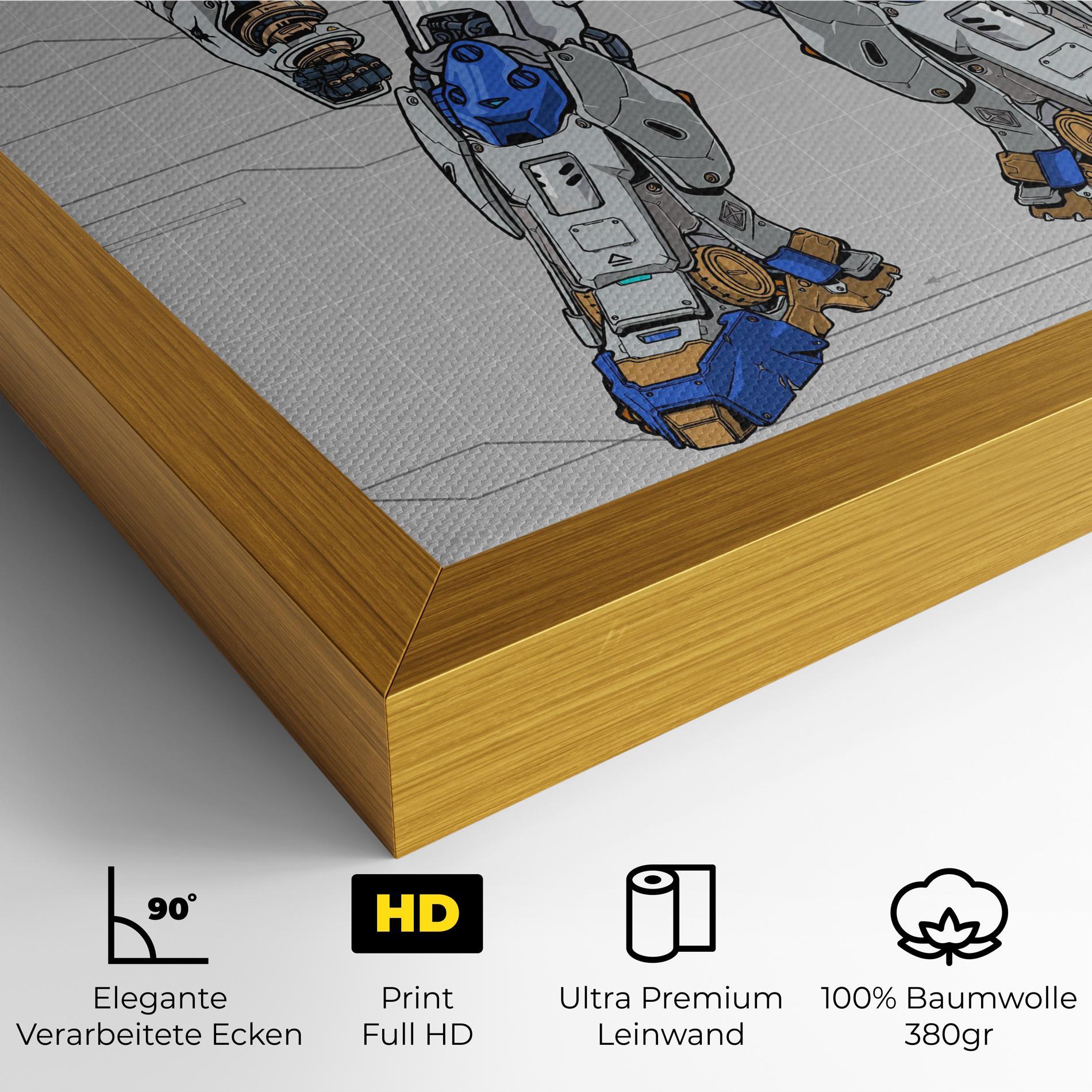 Leinwandbild Blue Yellow Robot mockup 4