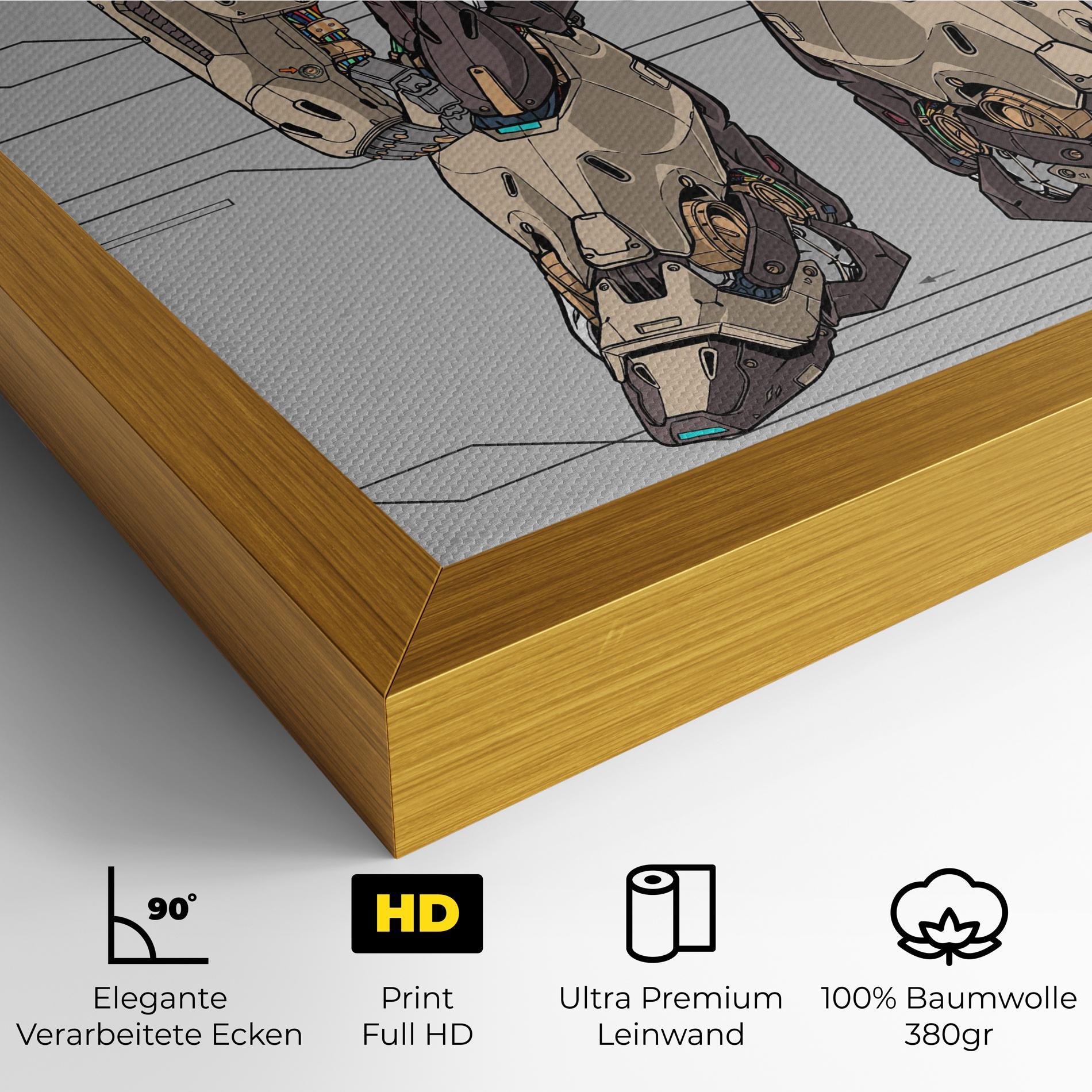 Leinwandbild Cream Blue Robot mockup 4