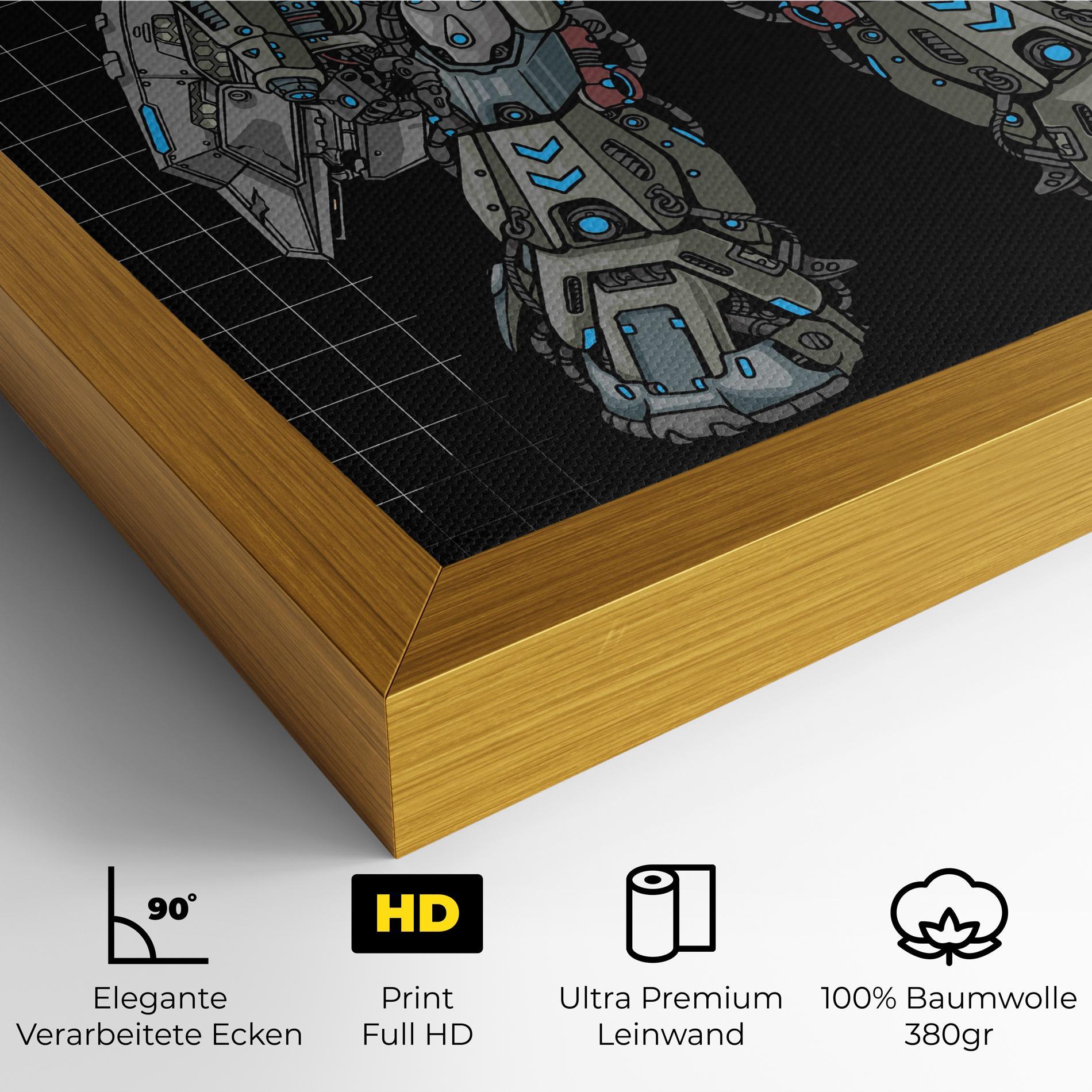 Leinwandbild Grey Blue Robot mockup 4