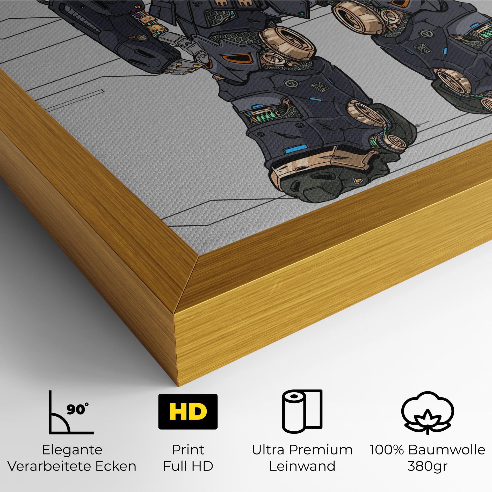 Leinwandbild Grey Yelloy Robot mockup 4