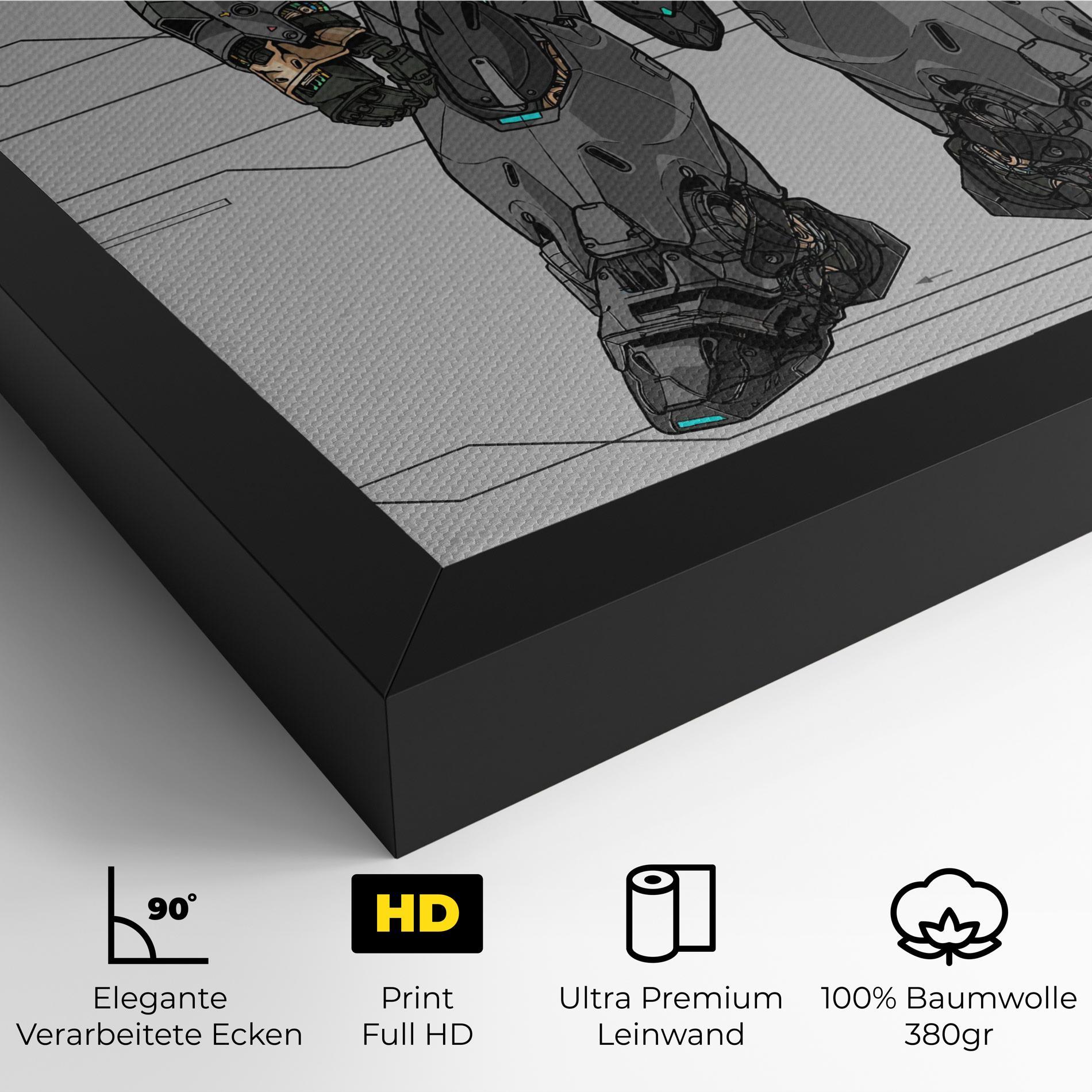 Leinwandbild Big Grey Robot mockup 4