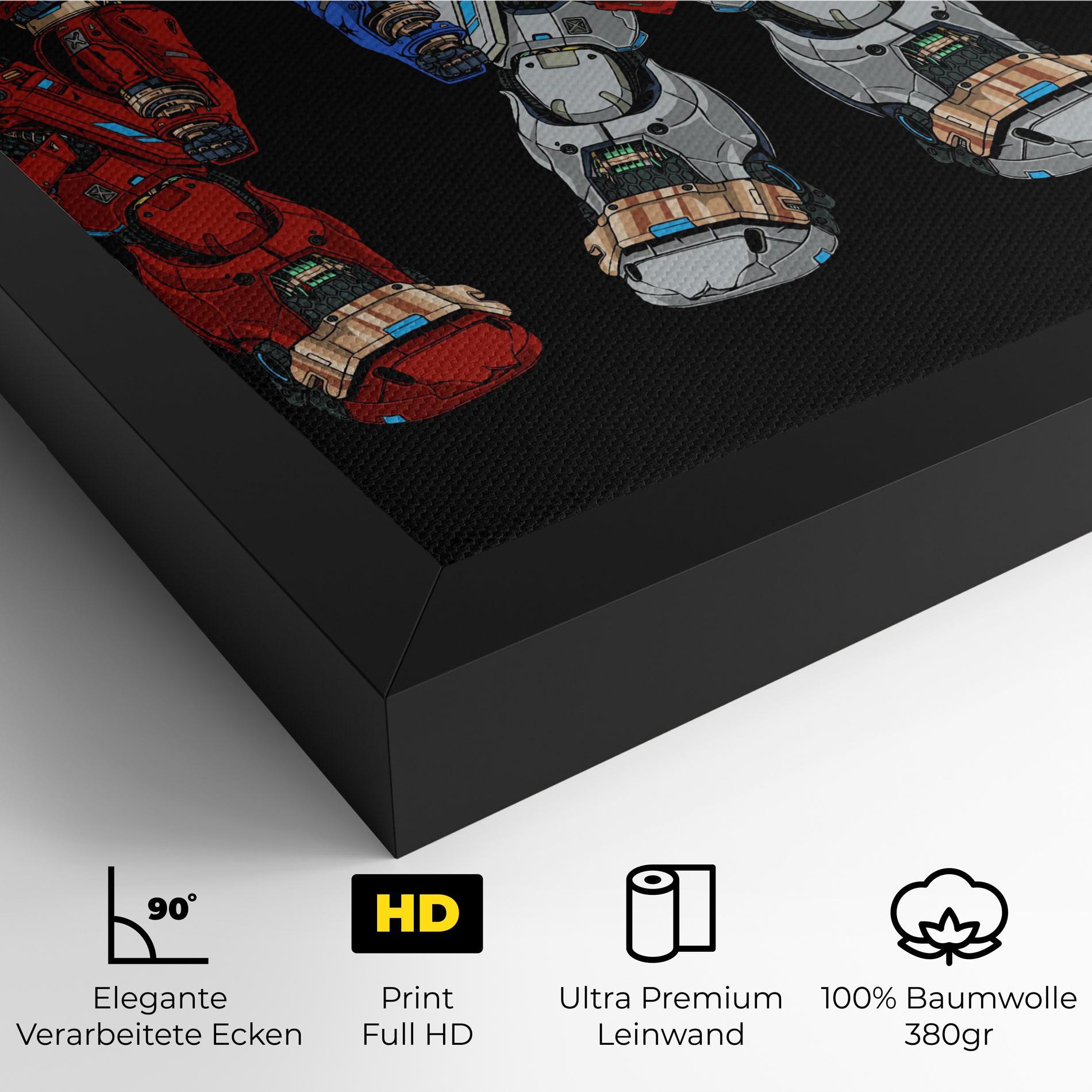 Leinwandbild Blue Red Robots mockup 4