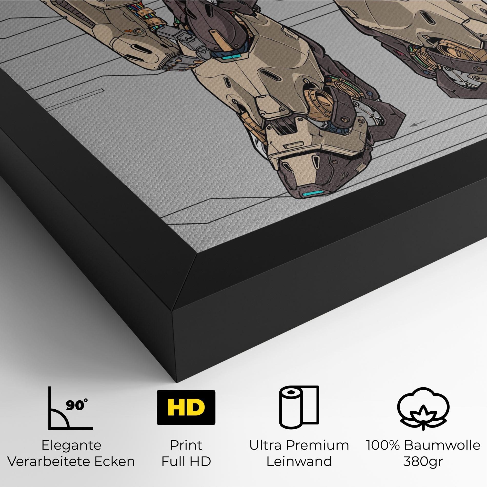 Leinwandbild Cream Blue Robot mockup 4