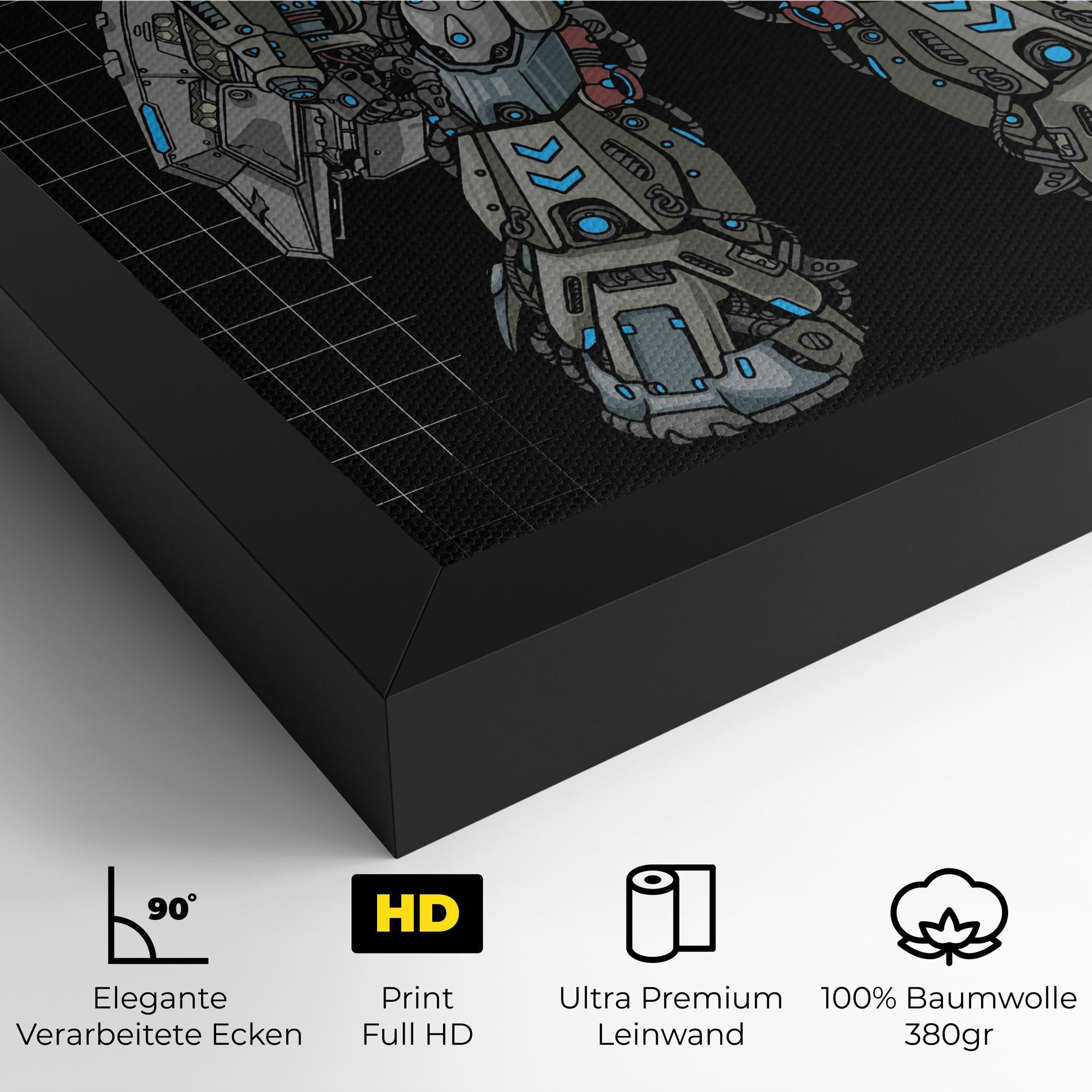 Leinwandbild Grey Blue Robot mockup 4