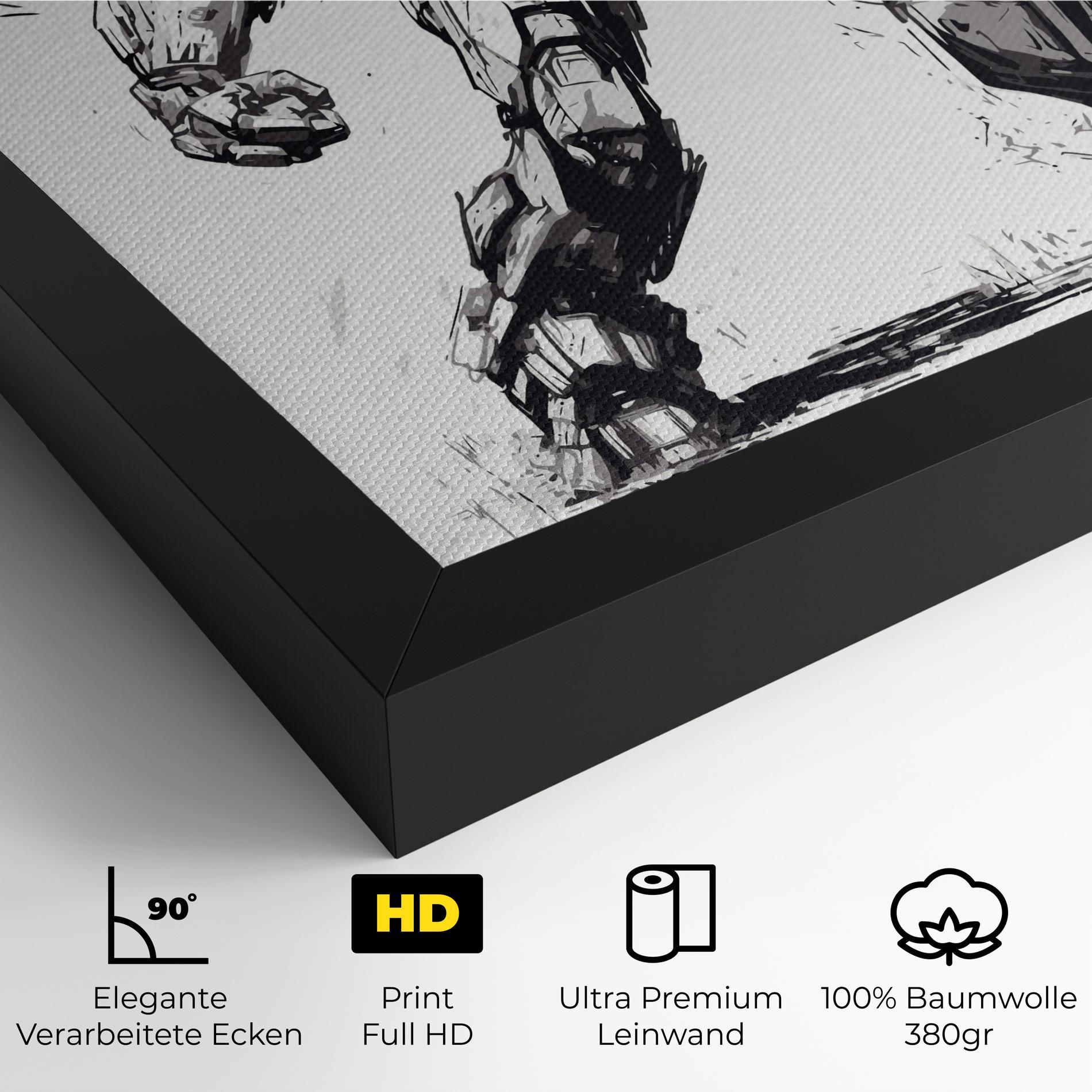 Leinwandbild Grey White Robot mockup 4