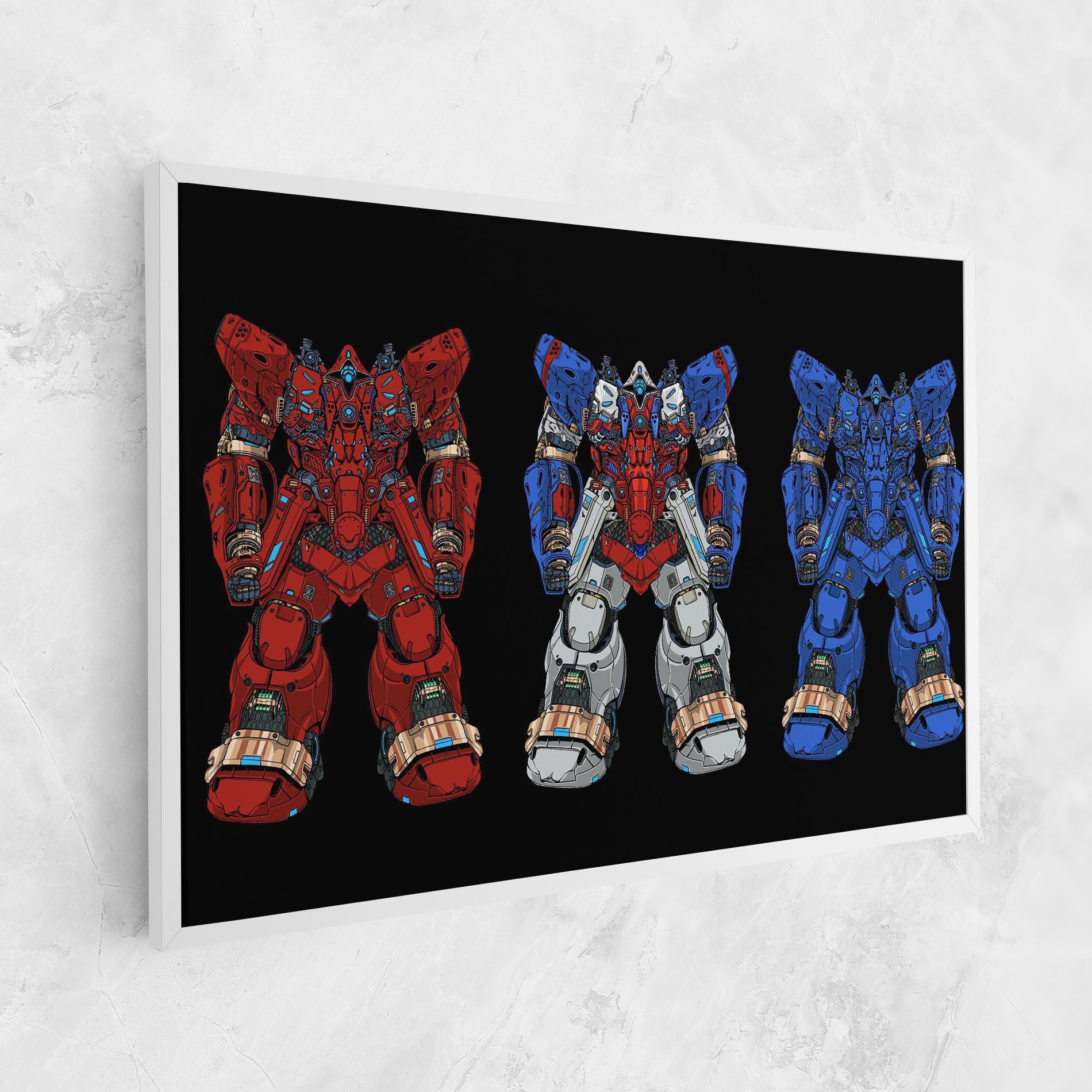 Leinwandbild Blue Red Robots mockup 1