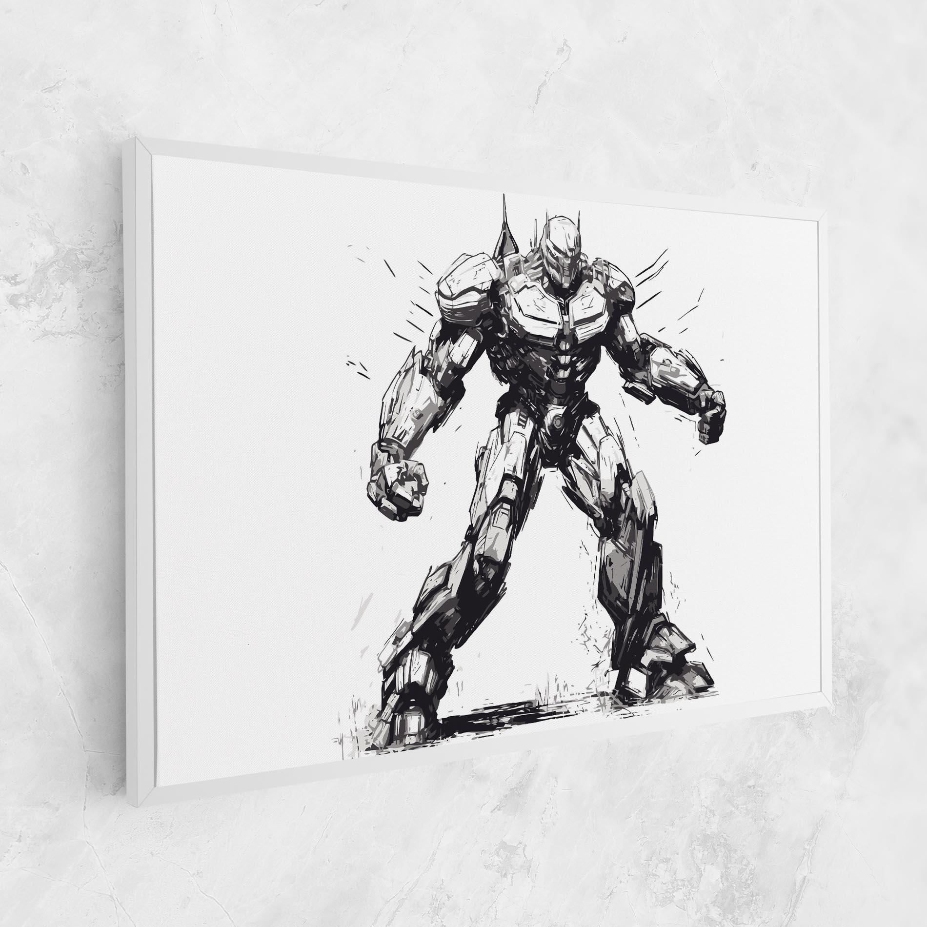 Leinwandbild Grey White Robot mockup 1