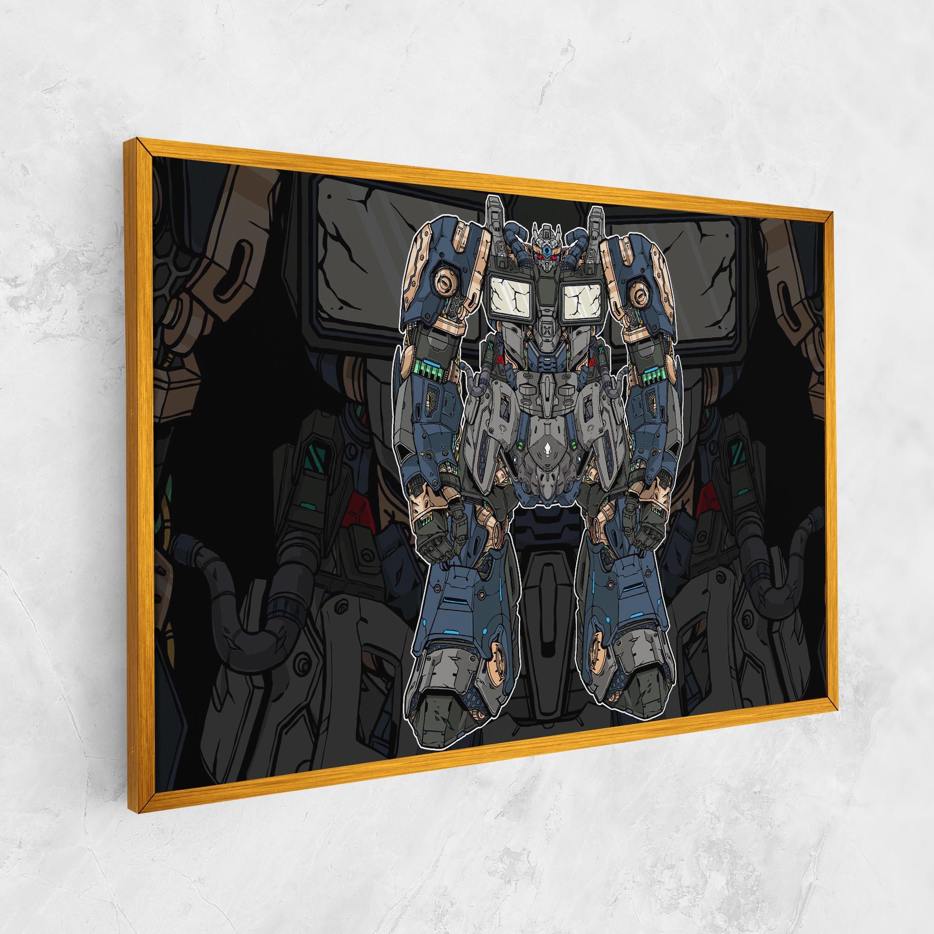 Leinwandbild Blue Green Robot mockup 1