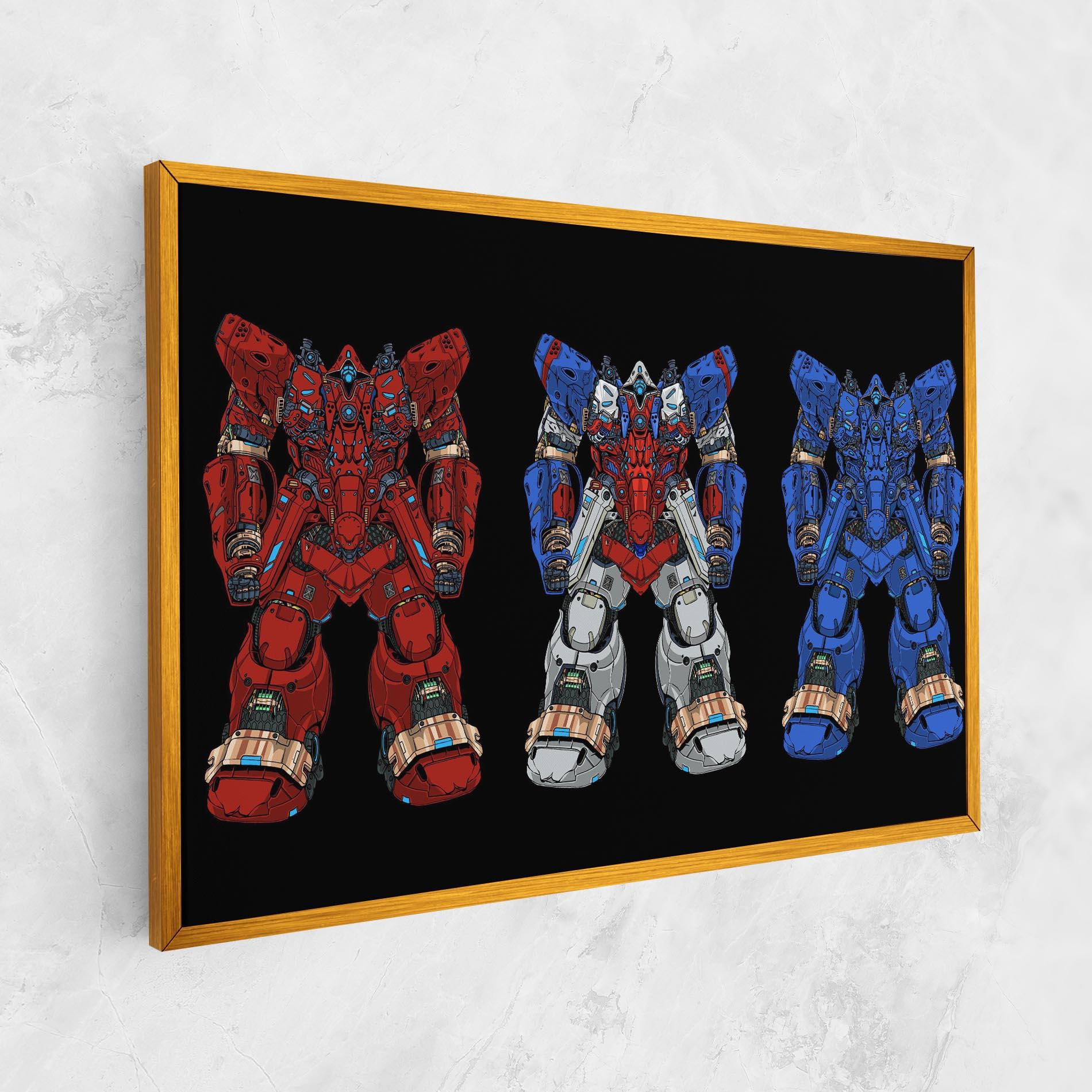 Leinwandbild Blue Red Robots mockup 1