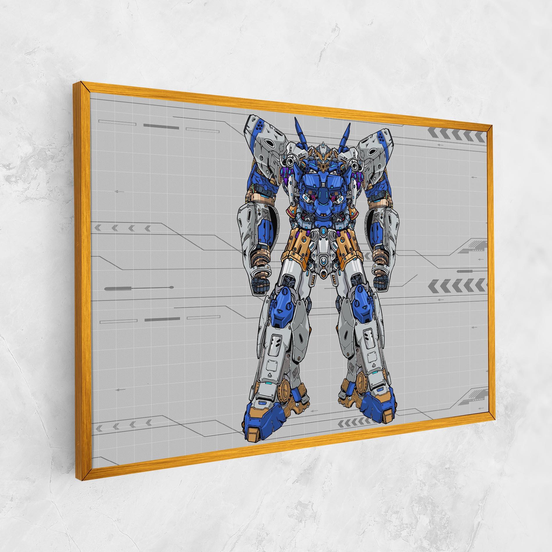 Leinwandbild Blue Yellow Robot mockup 1