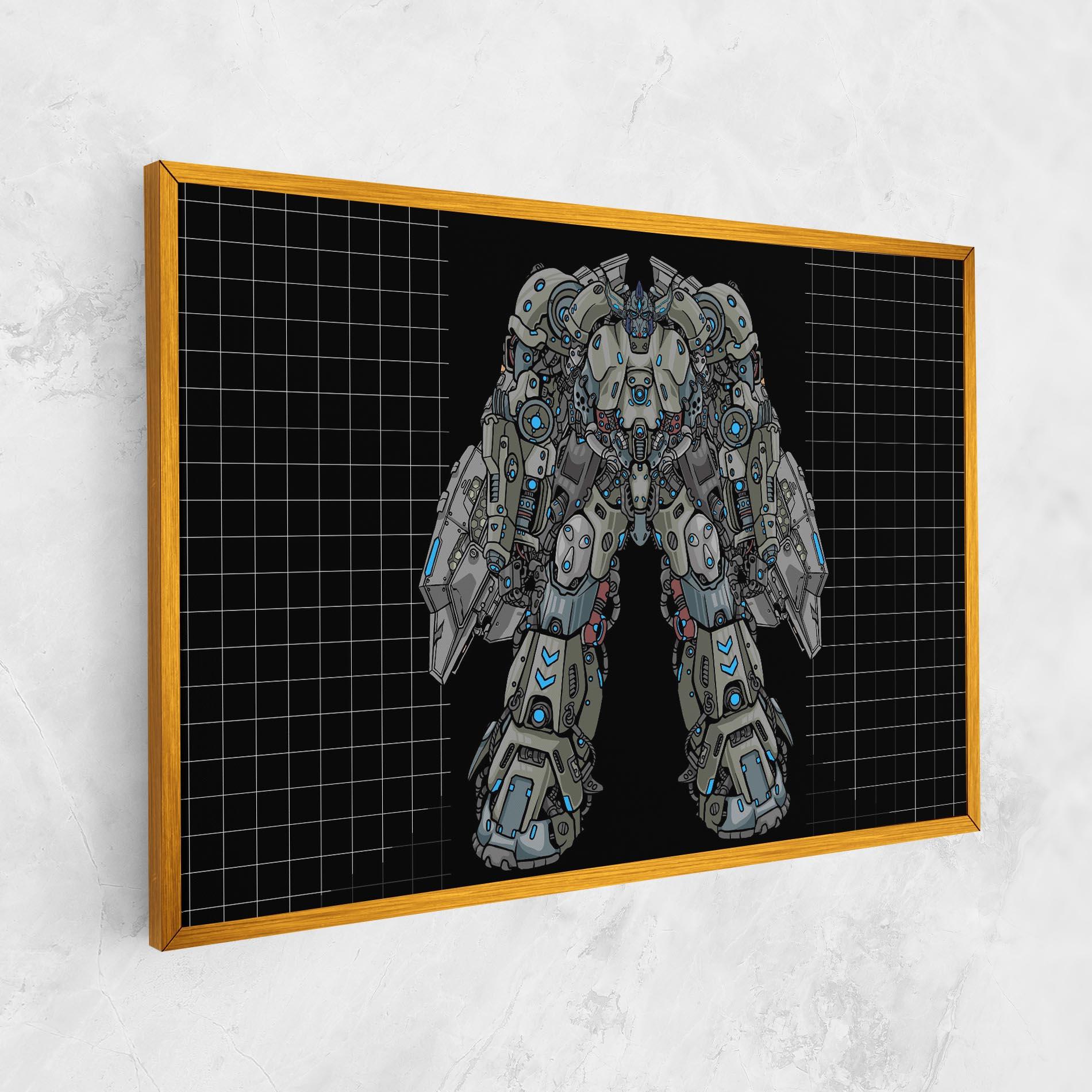 Leinwandbild Grey Blue Robot mockup 1