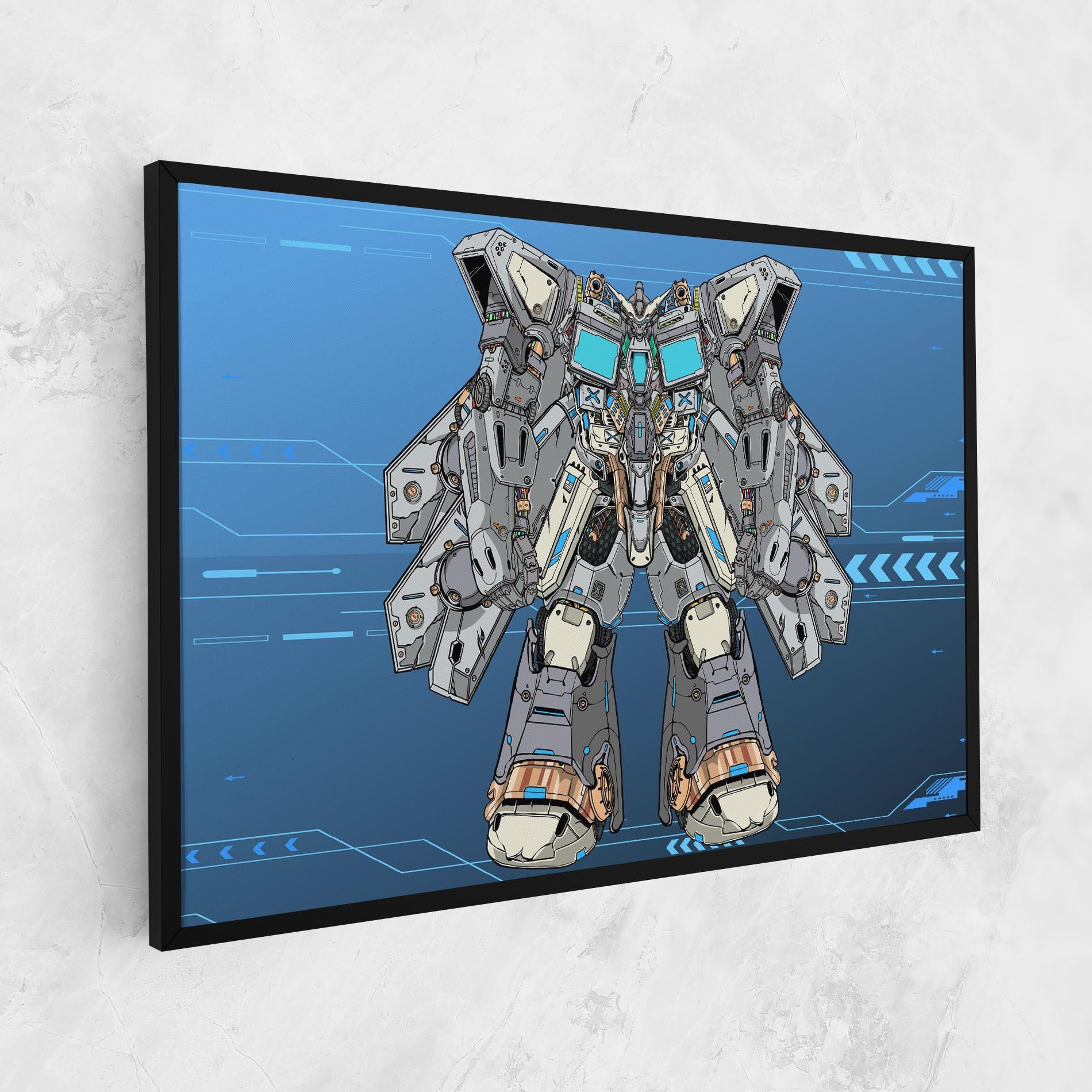 Leinwandbild Blue Grey Robot mockup 1