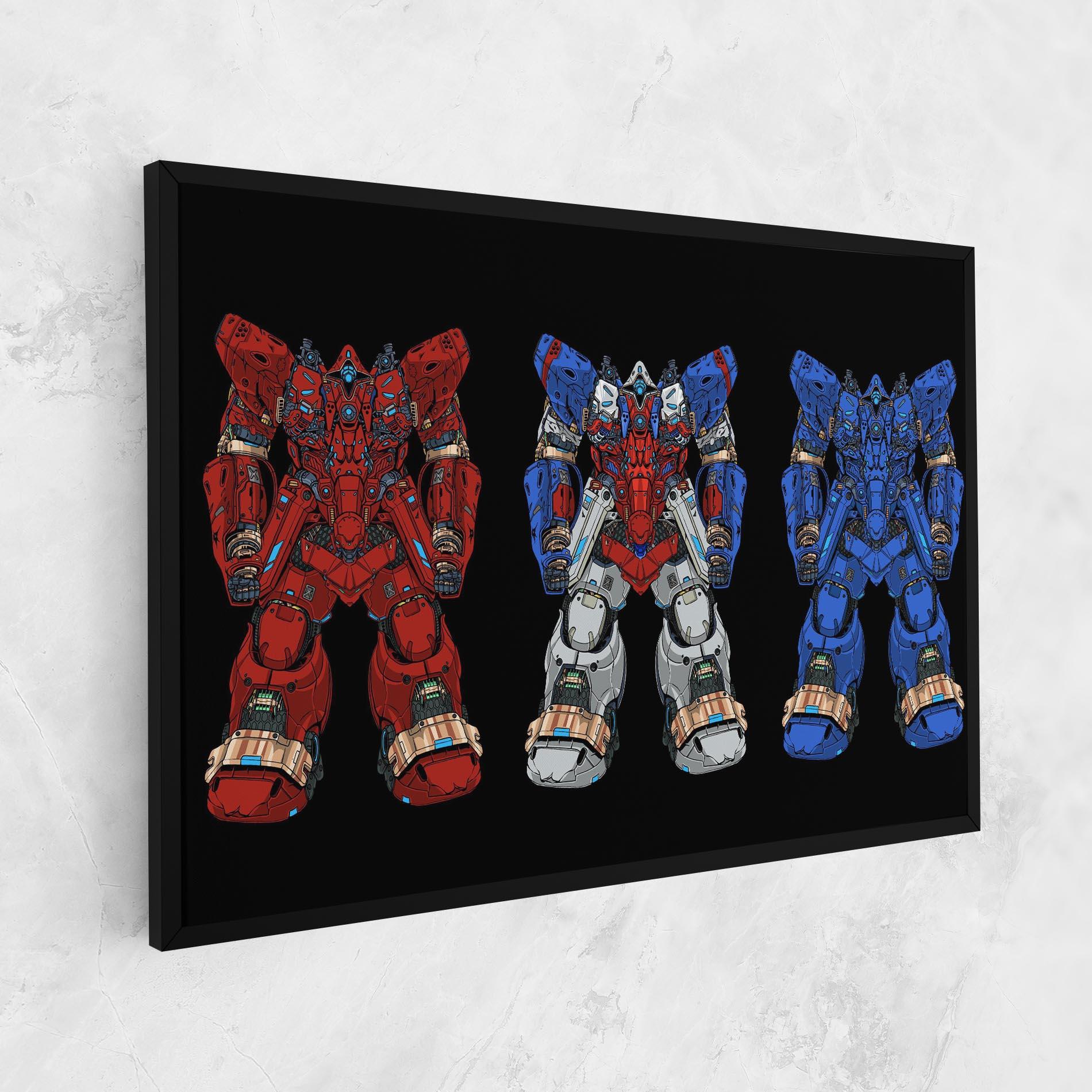 Leinwandbild Blue Red Robots mockup 1