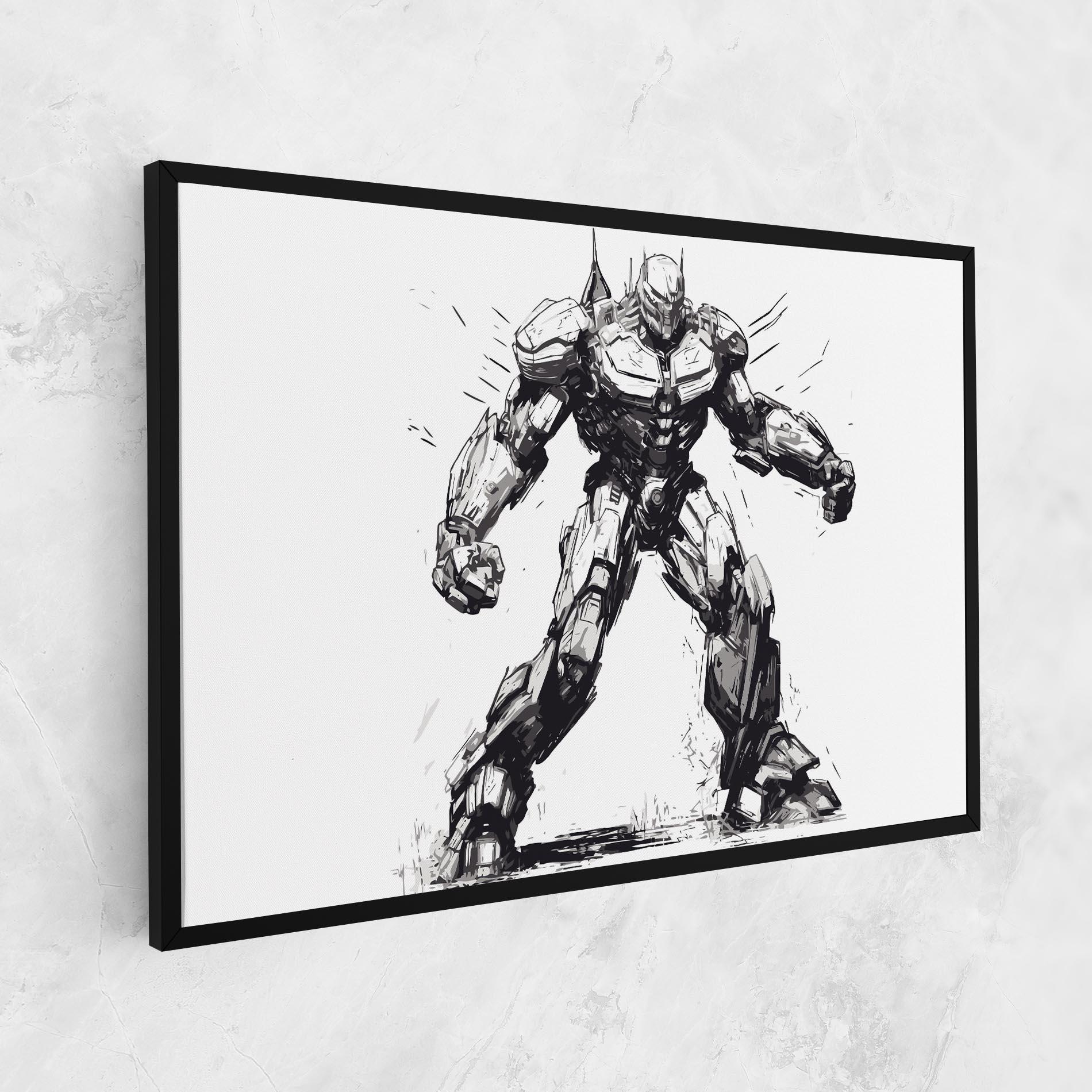 Leinwandbild Grey White Robot mockup 1