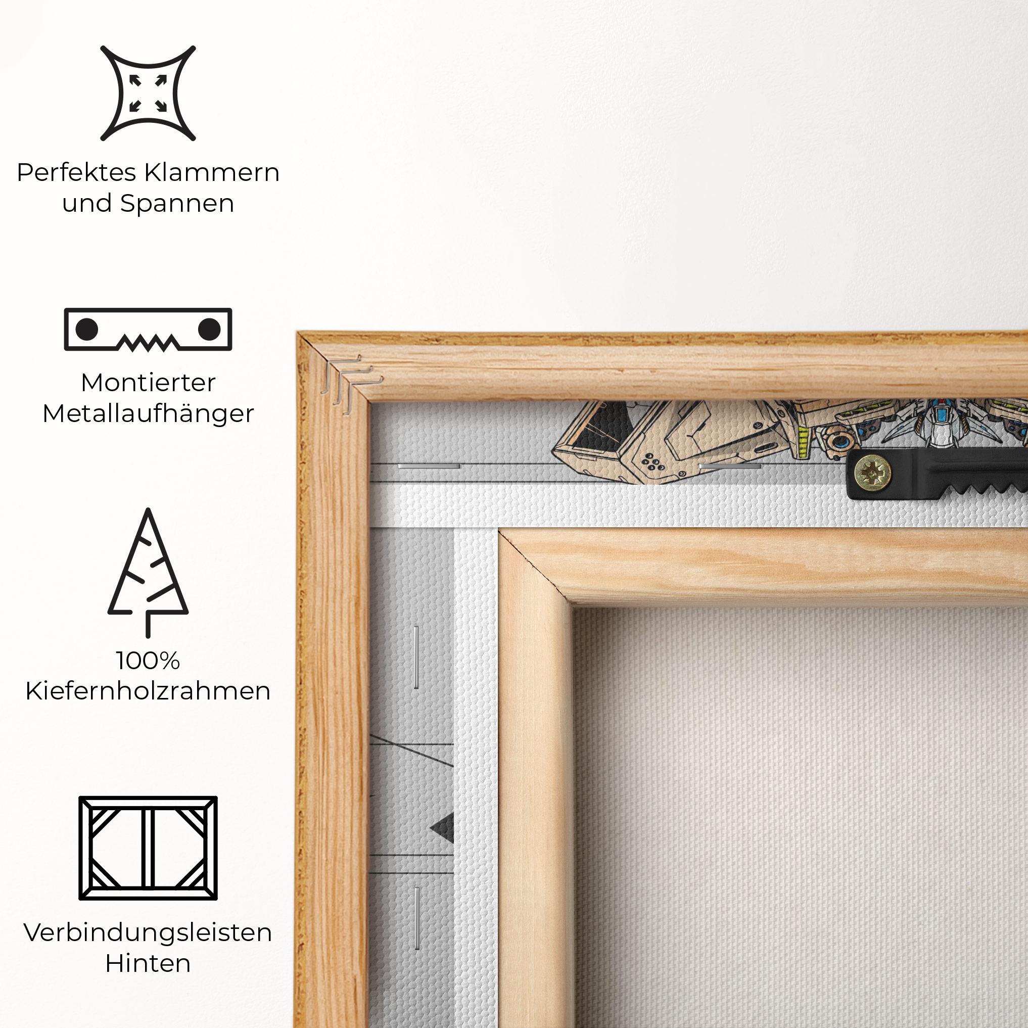 Leinwandbild Cream Blue Robot mockup 5