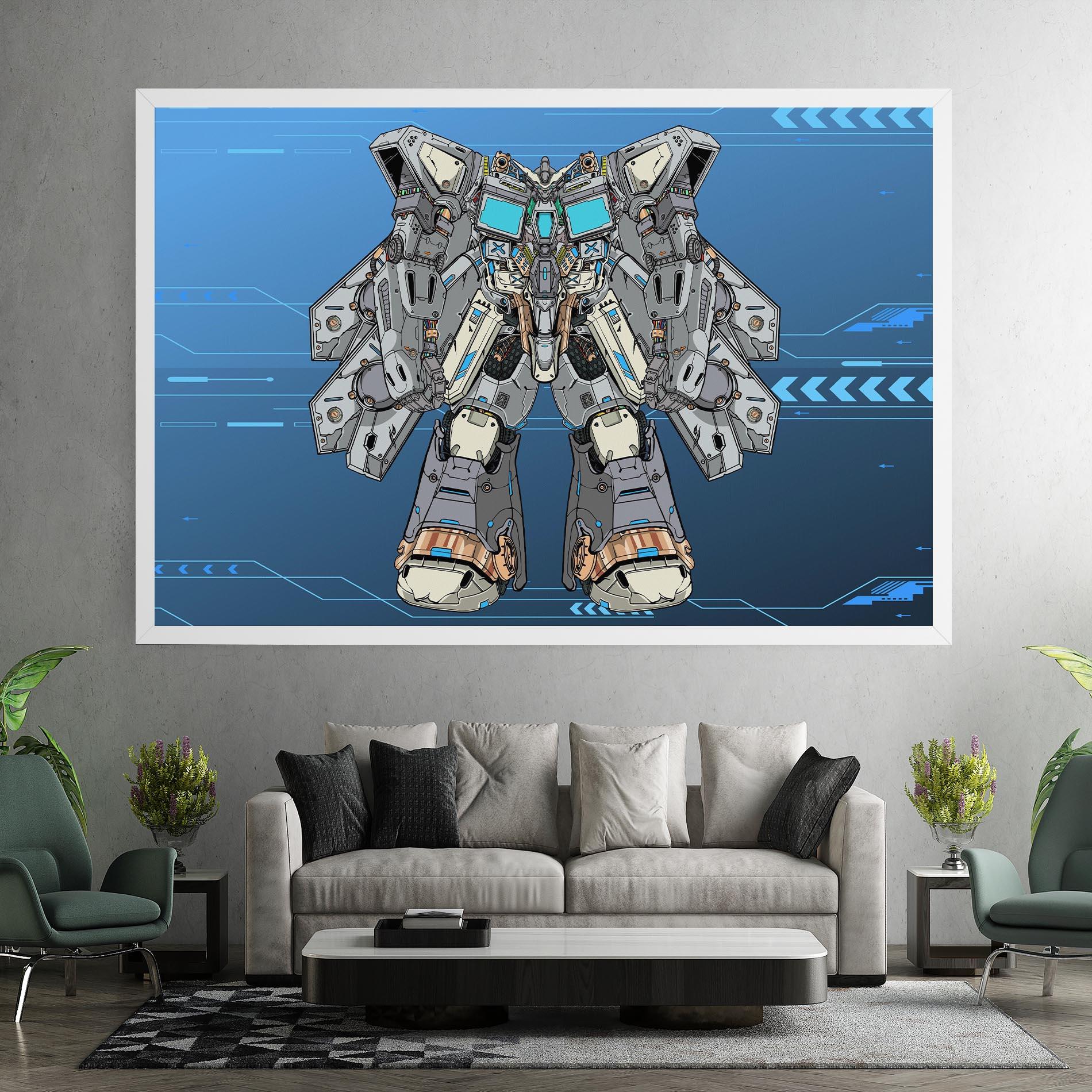 Leinwandbild Blue Grey Robot mockup 7