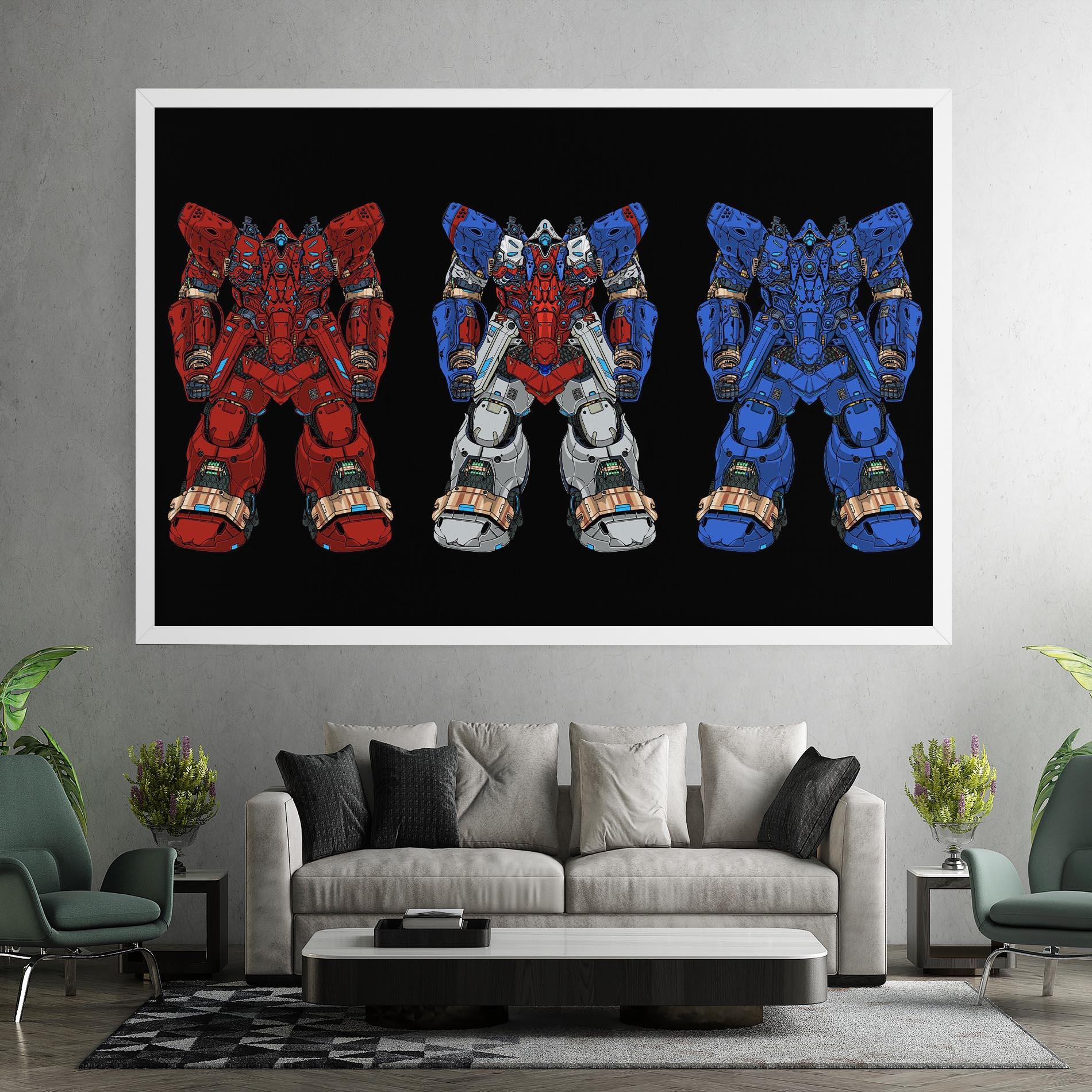 Leinwandbild Blue Red Robots mockup 7