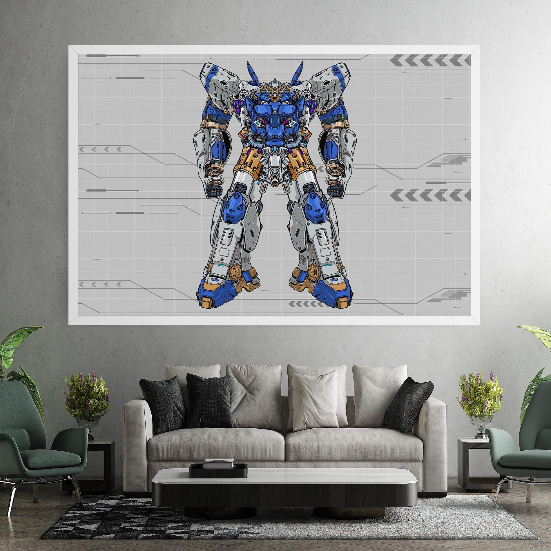Leinwandbild Blue Yellow Robot mockup 7