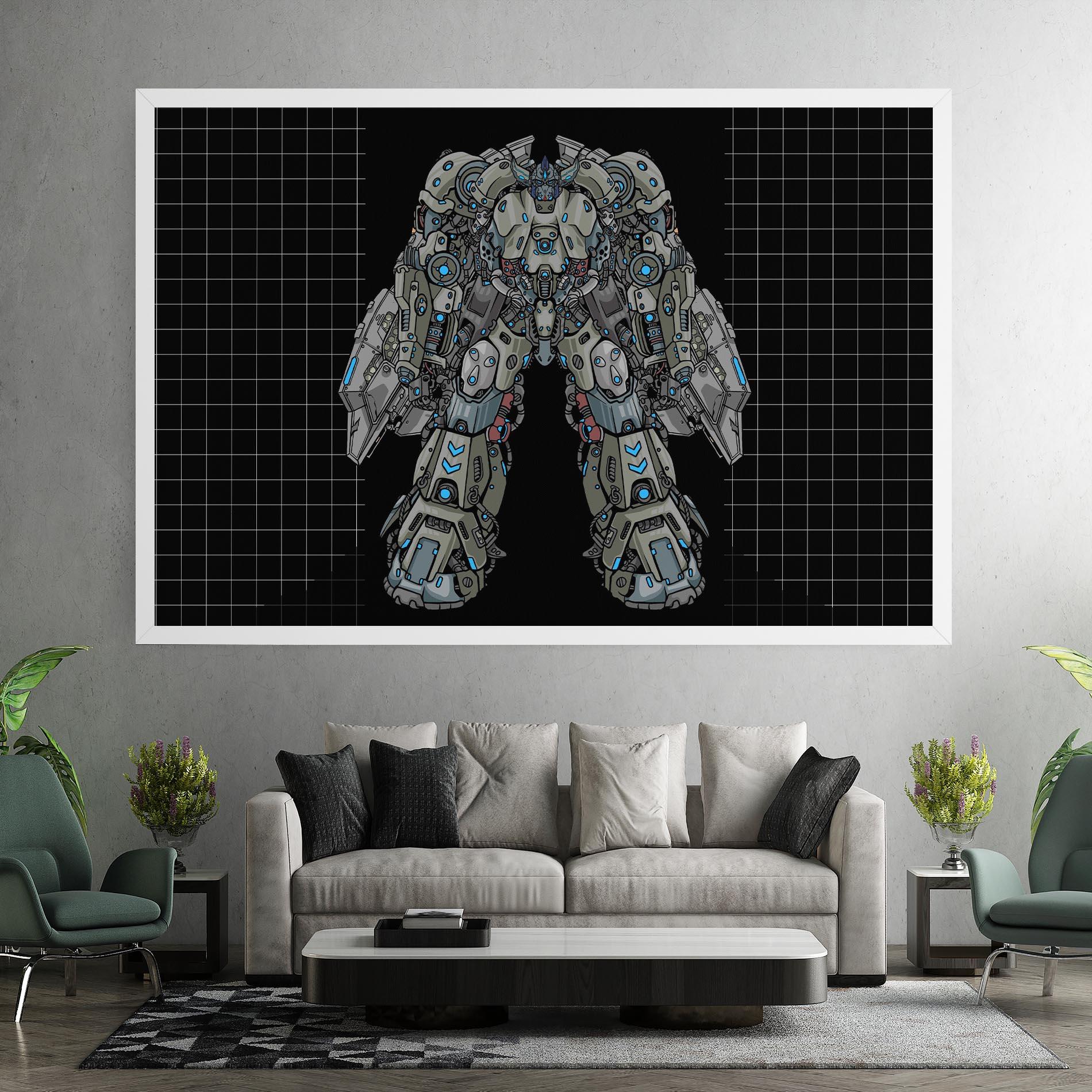 Leinwandbild Grey Blue Robot mockup 7